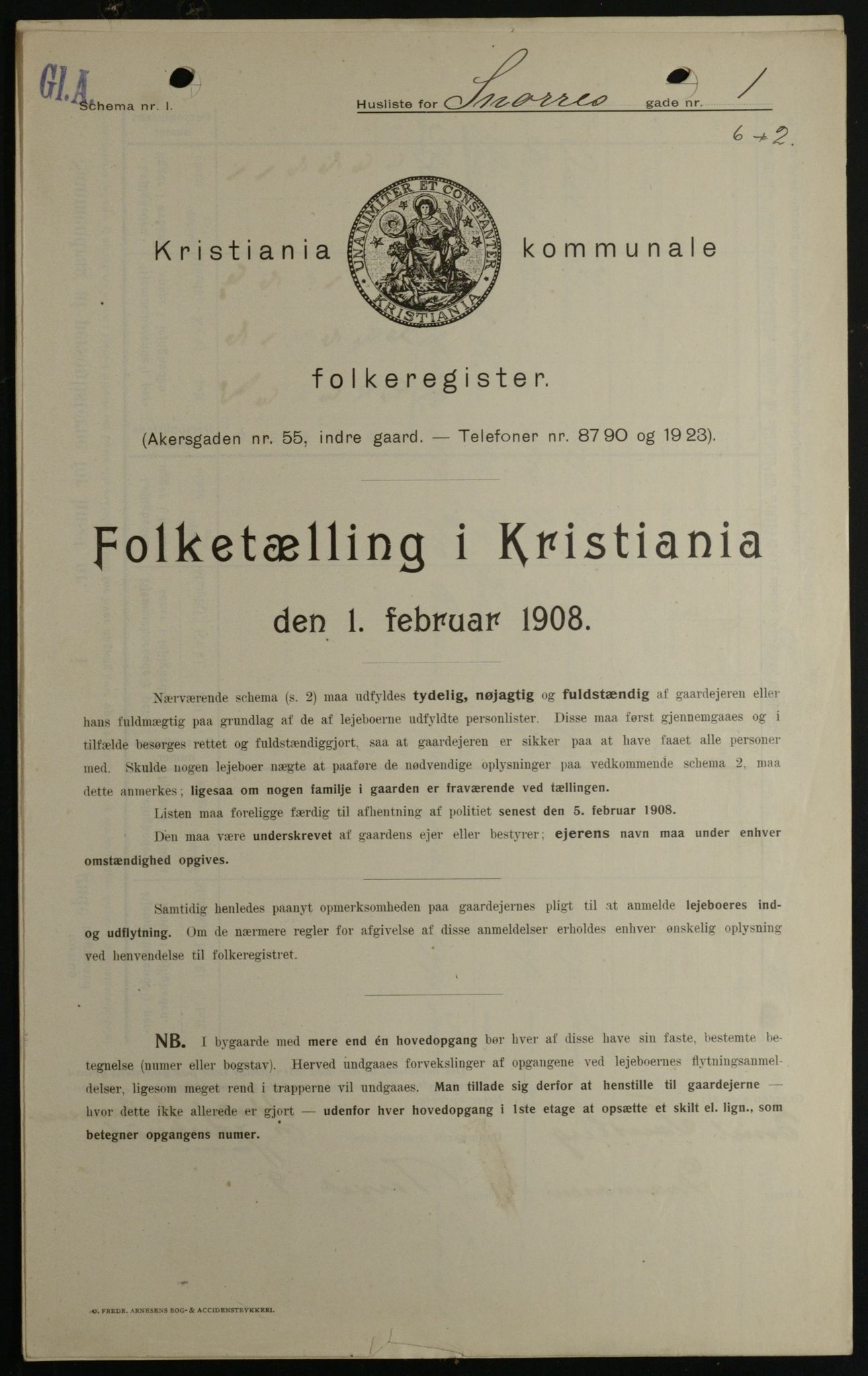 OBA, Kommunal folketelling 1.2.1908 for Kristiania kjøpstad, 1908, s. 88273