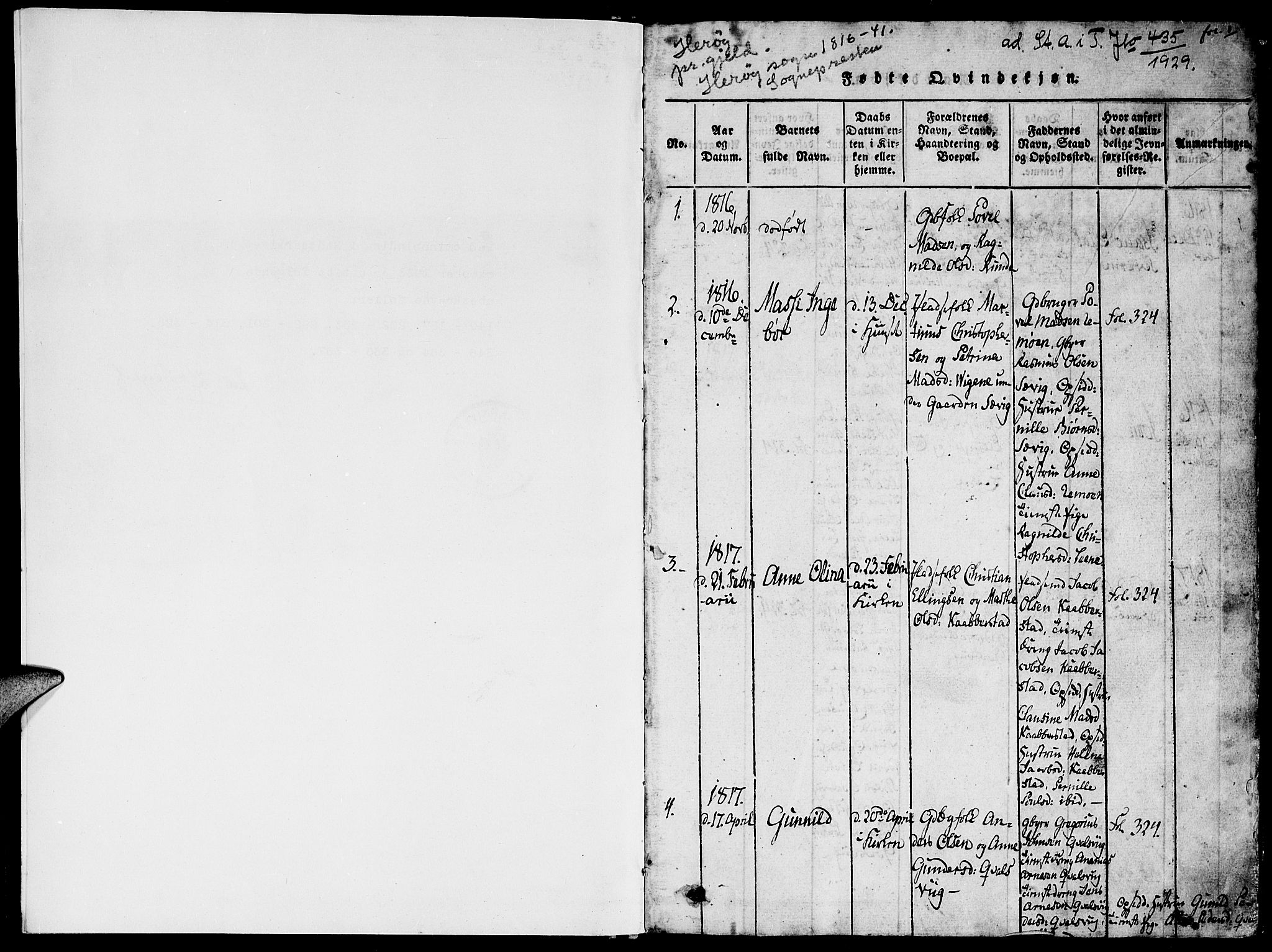 Ministerialprotokoller, klokkerbøker og fødselsregistre - Møre og Romsdal, AV/SAT-A-1454/507/L0069: Ministerialbok nr. 507A04, 1816-1841, s. 1