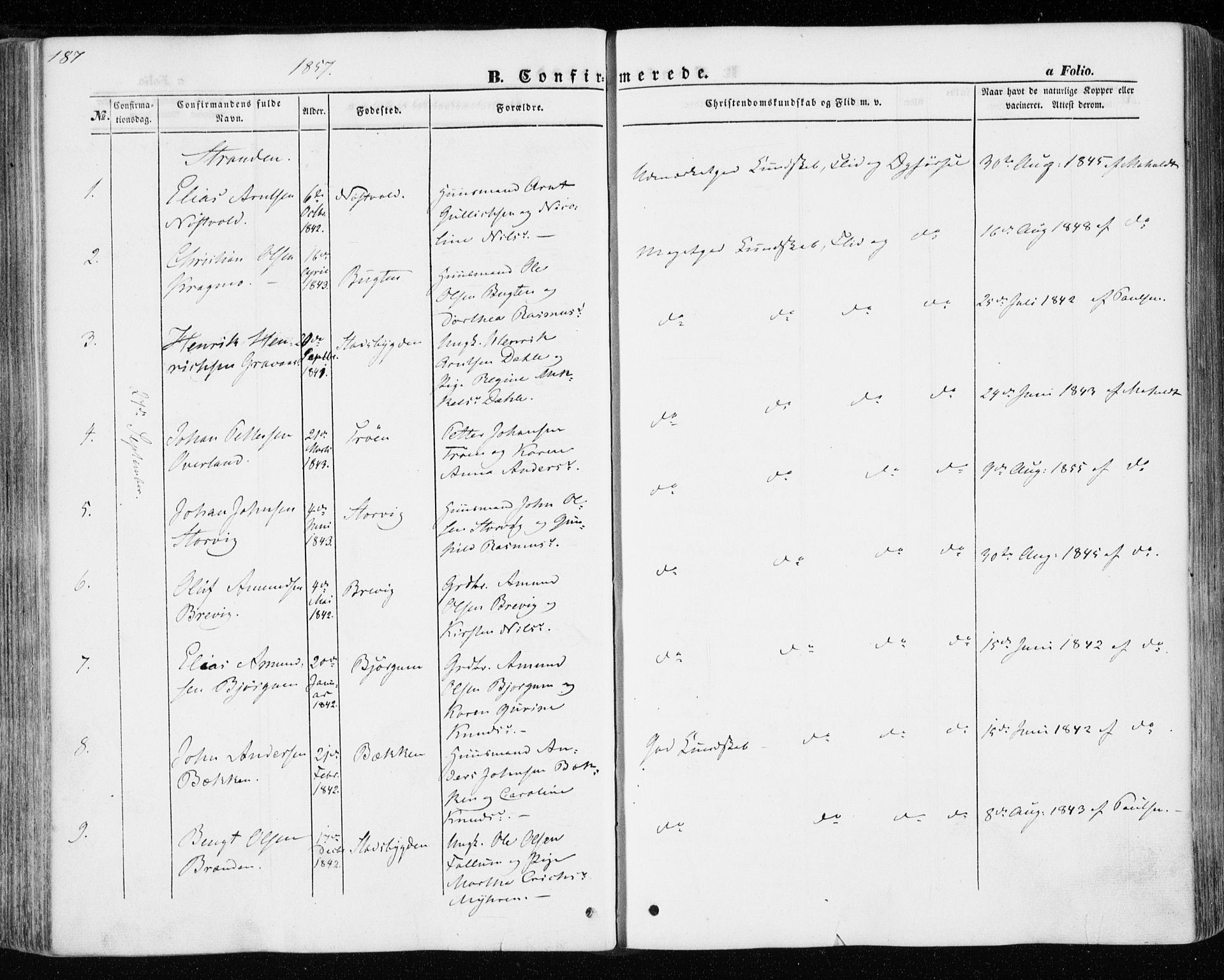 Ministerialprotokoller, klokkerbøker og fødselsregistre - Nord-Trøndelag, SAT/A-1458/701/L0008: Ministerialbok nr. 701A08 /1, 1854-1863, s. 187