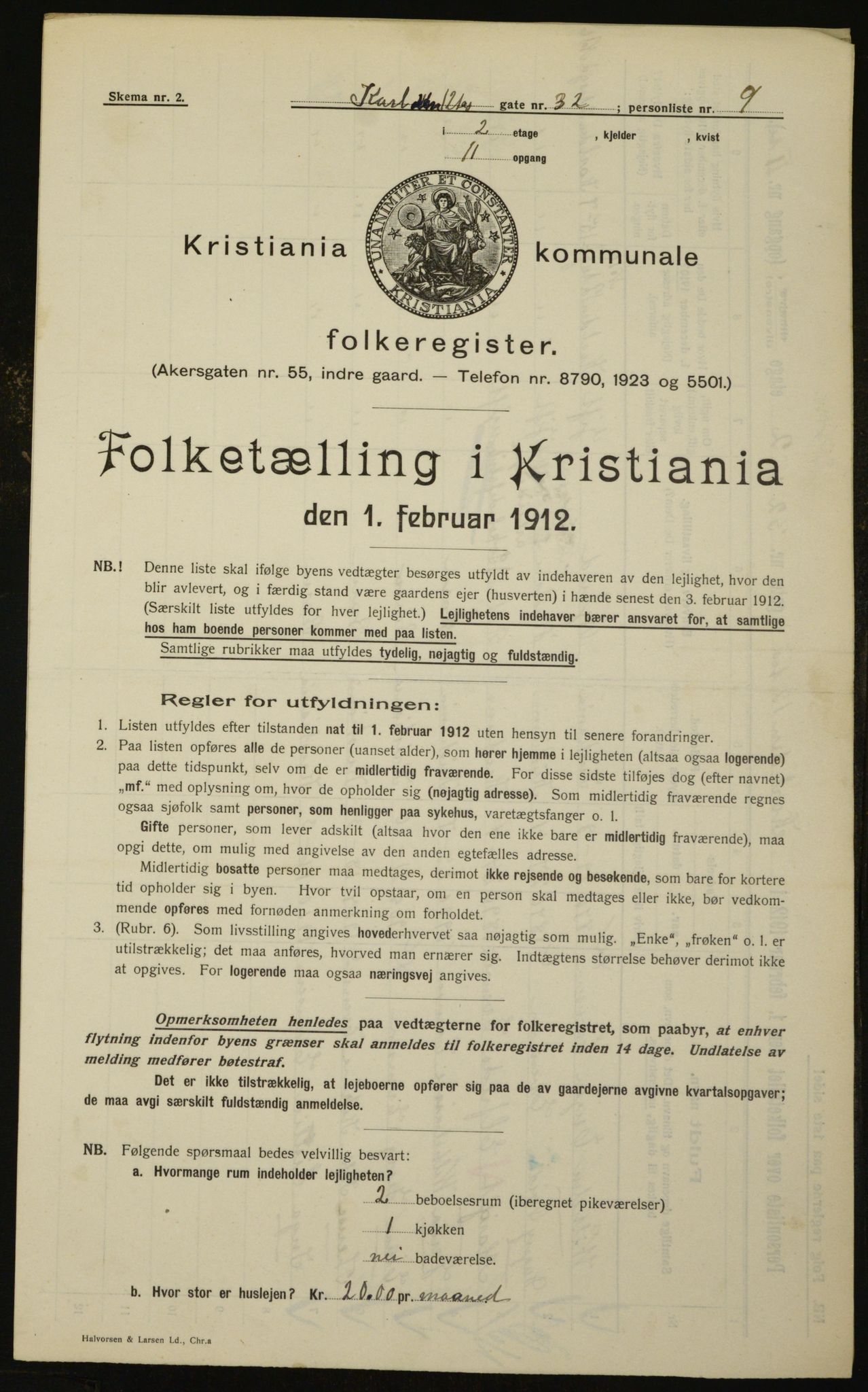 OBA, Kommunal folketelling 1.2.1912 for Kristiania, 1912, s. 48971