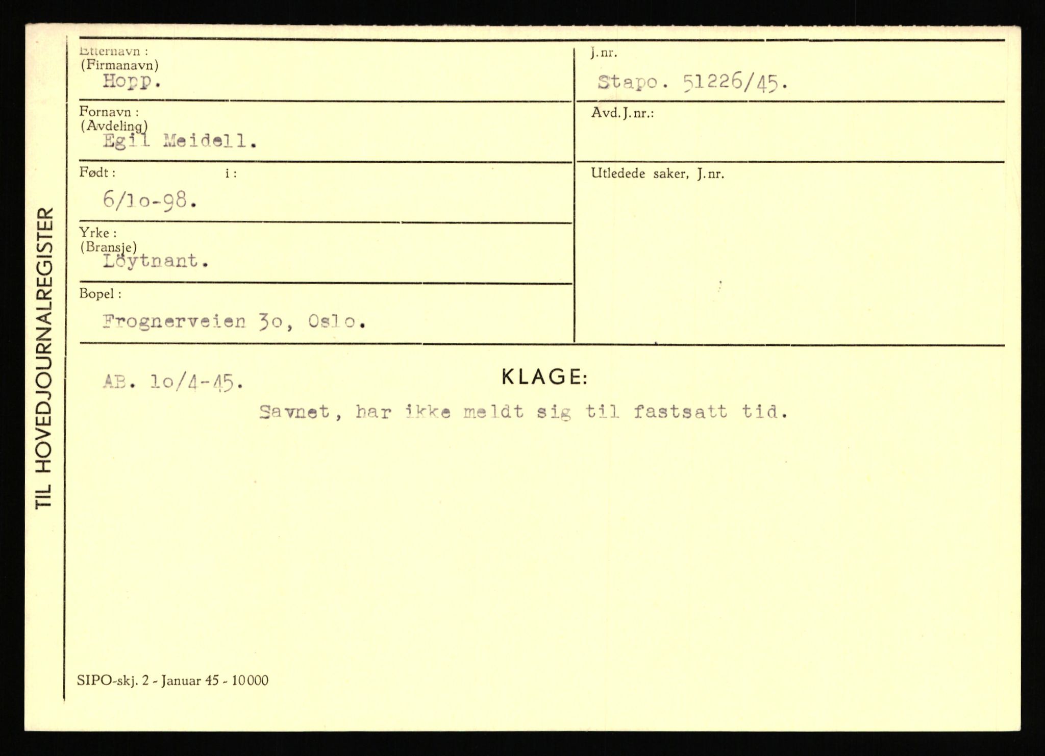 Statspolitiet - Hovedkontoret / Osloavdelingen, AV/RA-S-1329/C/Ca/L0007: Hol - Joelsen, 1943-1945, s. 837