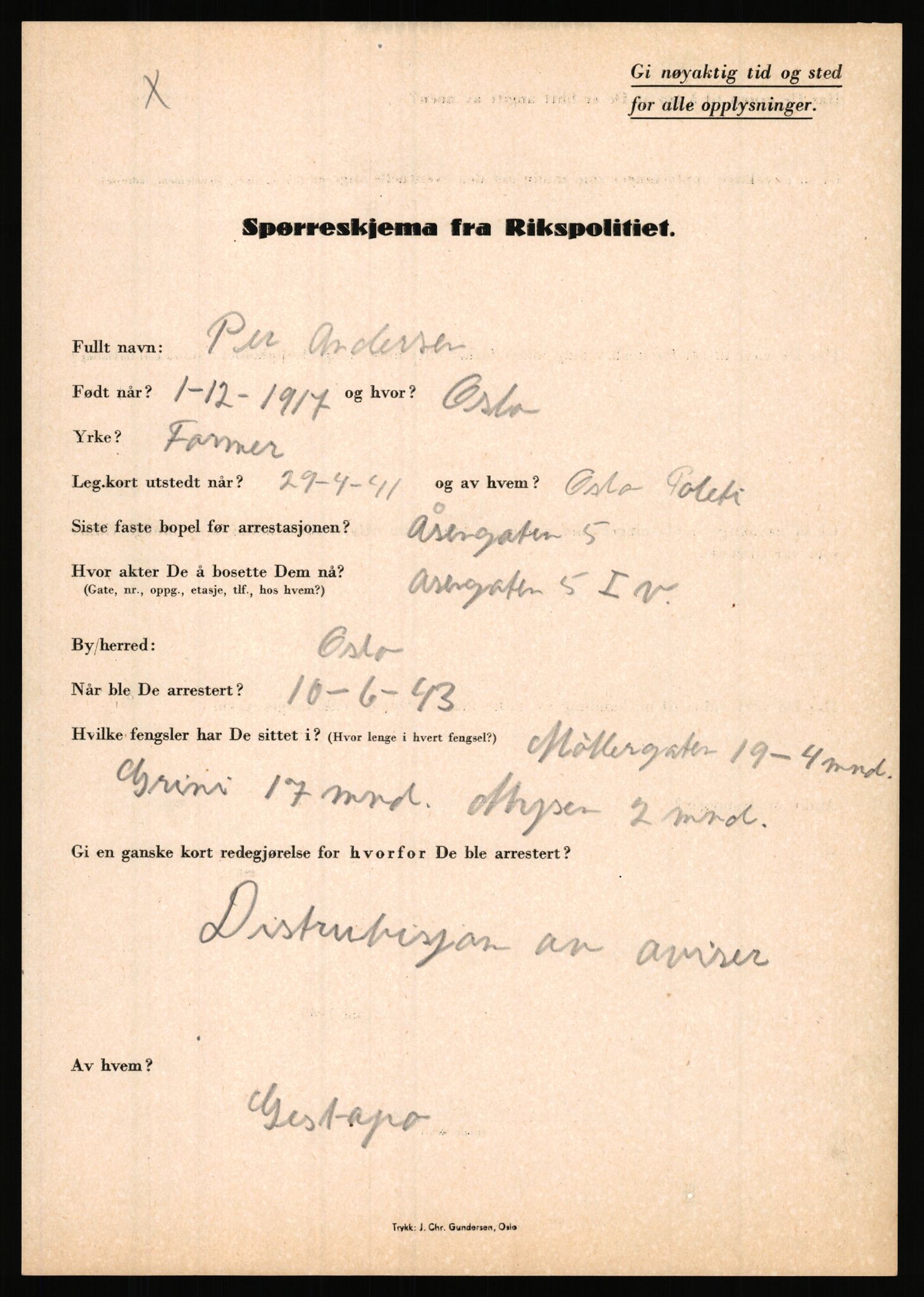 Rikspolitisjefen, AV/RA-S-1560/L/L0001: Abelseth, Rudolf - Berentsen, Odd, 1940-1945, s. 533