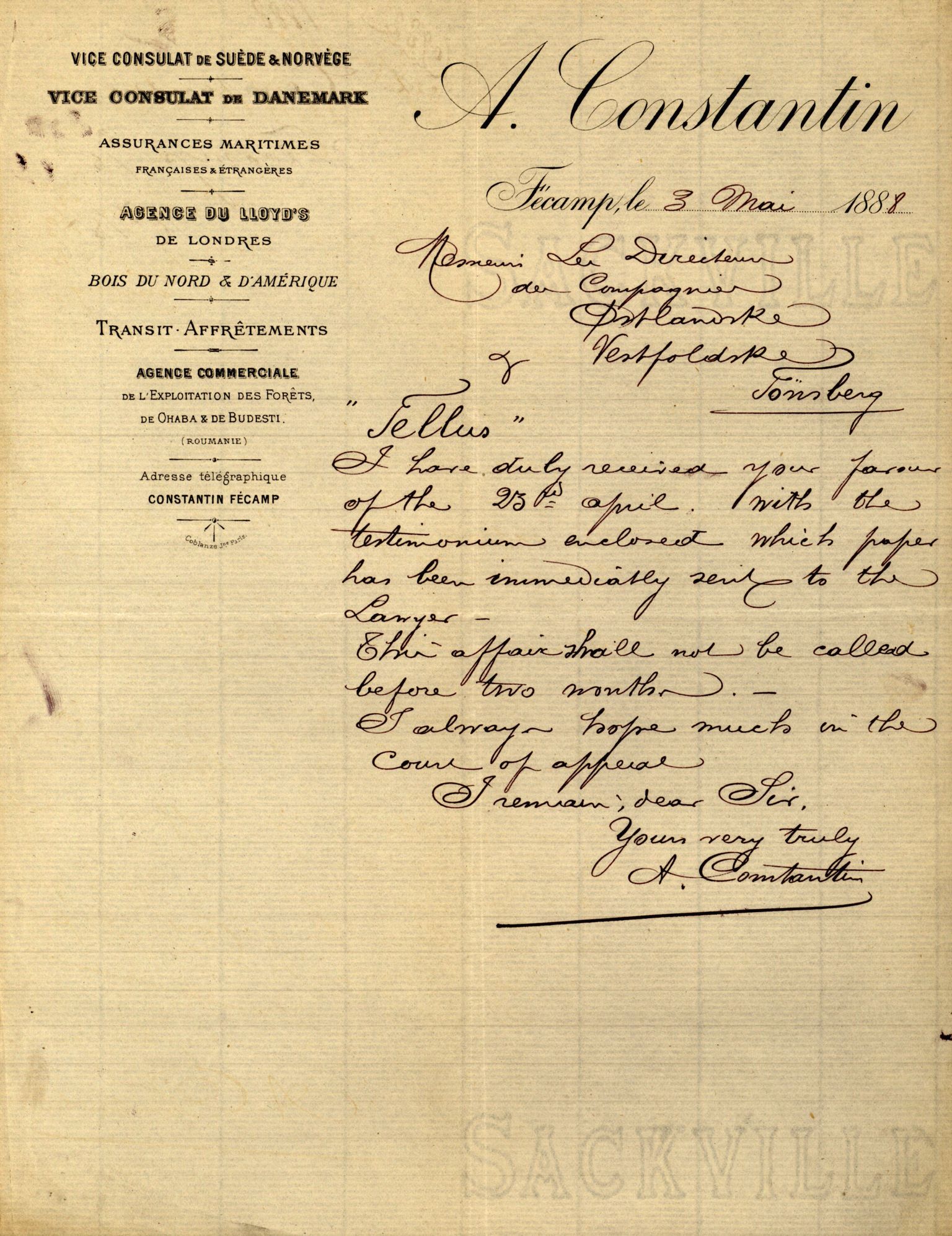 Pa 63 - Østlandske skibsassuranceforening, VEMU/A-1079/G/Ga/L0020/0001: Havaridokumenter / Tellus, Telanak, Wilhelmine, 1887, s. 67