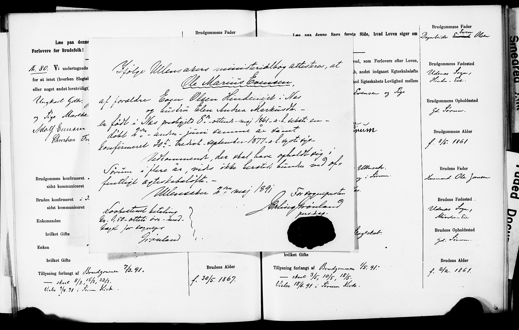 Sørum prestekontor Kirkebøker, SAO/A-10303/H/Ha/L0001: Lysningsprotokoll nr. 1, 1887-1890