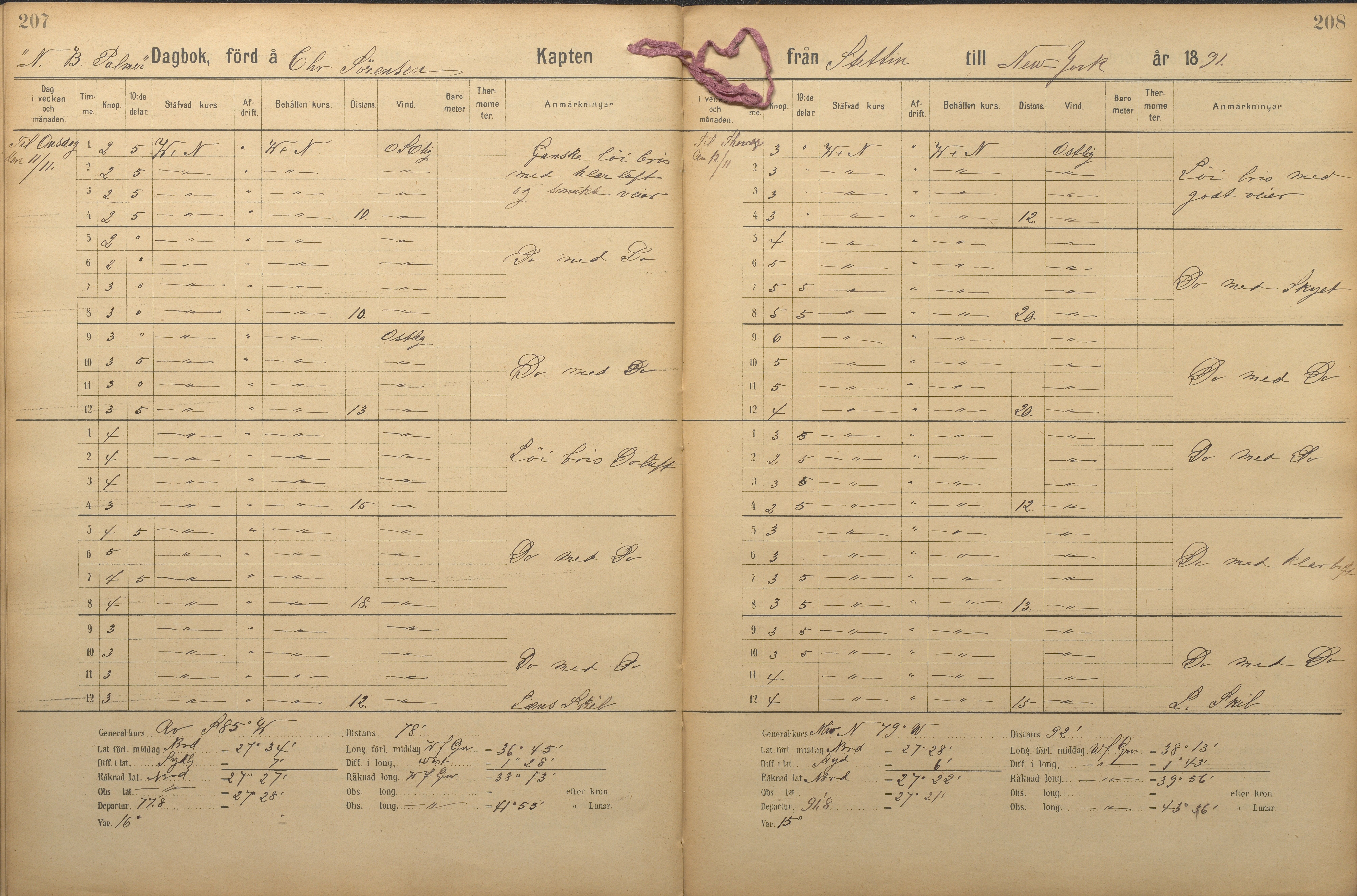 Fartøysarkivet, AAKS/PA-1934/F/L0227: N.B. Palmer (fregatt), 1850-1892, s. 207-208