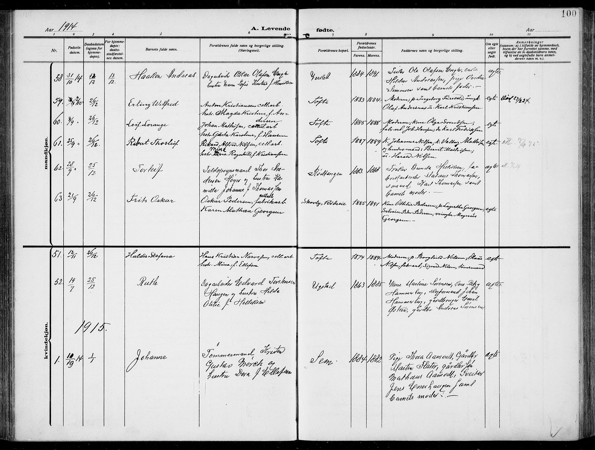 Hurum kirkebøker, AV/SAKO-A-229/F/Fa/L0016: Ministerialbok nr. 16, 1899-1918, s. 100