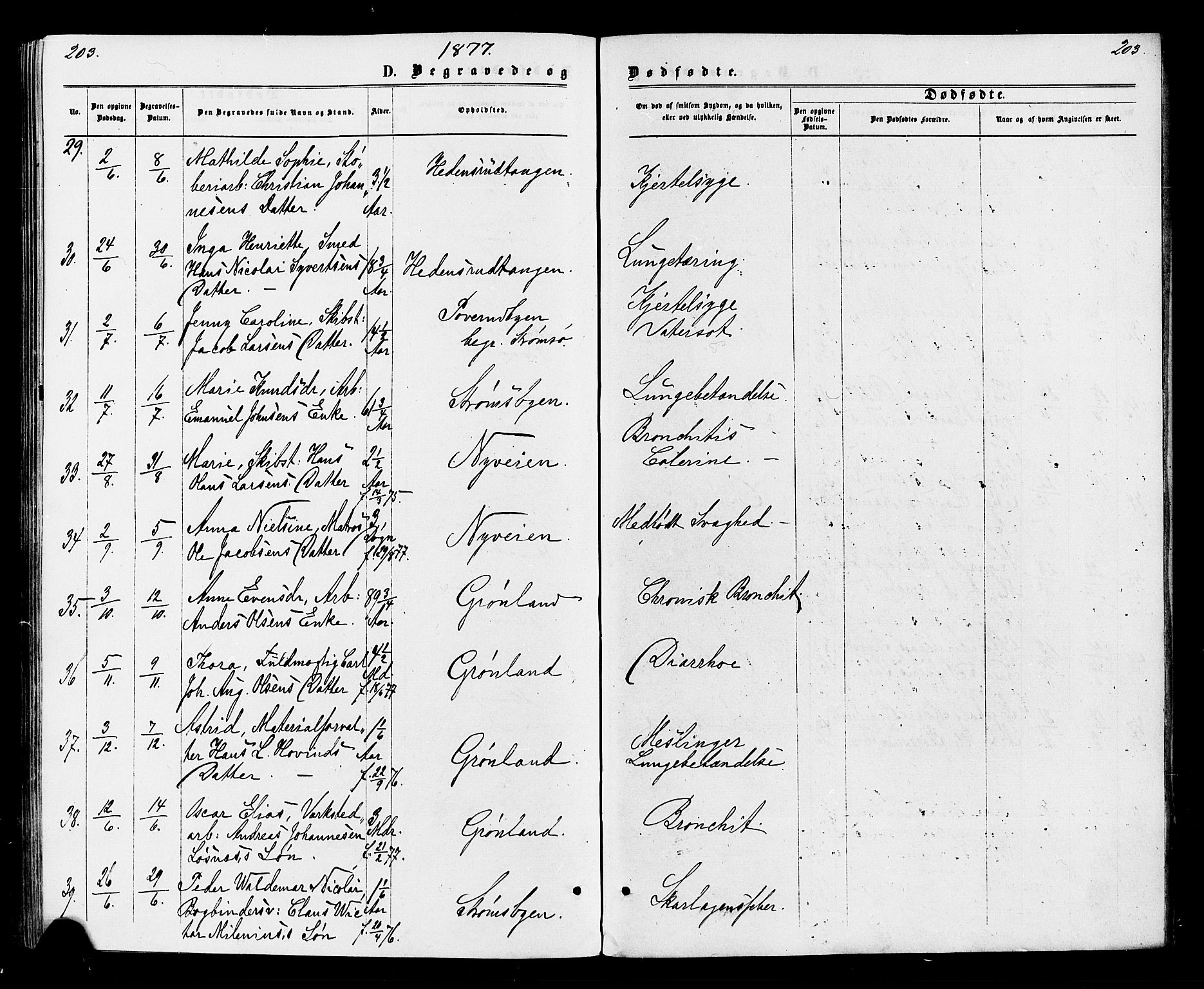 Strømsø kirkebøker, AV/SAKO-A-246/F/Fa/L0020: Ministerialbok nr. I 20, 1870-1878, s. 203