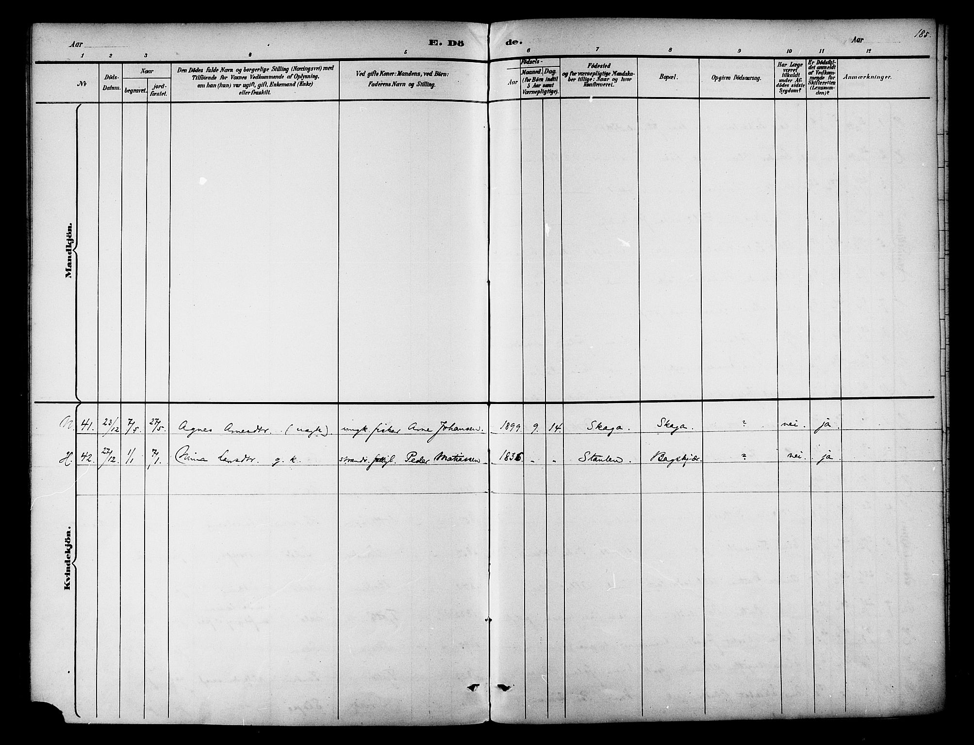 Ministerialprotokoller, klokkerbøker og fødselsregistre - Nordland, AV/SAT-A-1459/834/L0508: Ministerialbok nr. 834A06, 1892-1901, s. 185