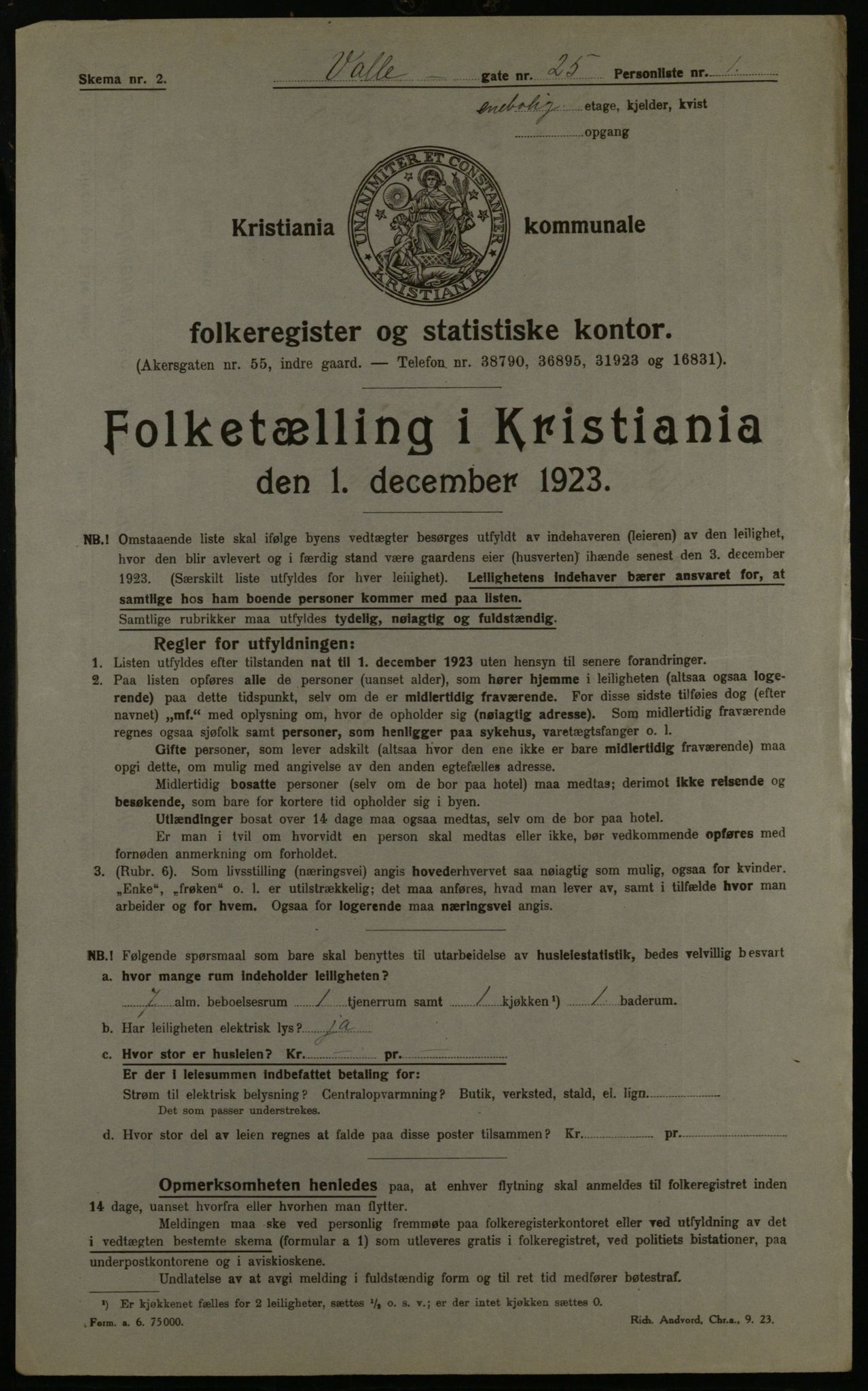 OBA, Kommunal folketelling 1.12.1923 for Kristiania, 1923, s. 134701