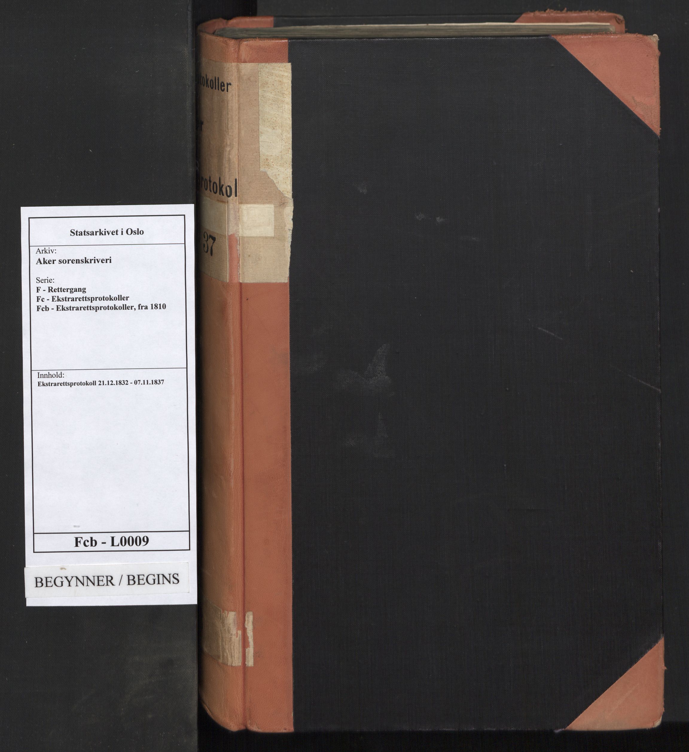Aker sorenskriveri, SAO/A-10895/F/Fc/Fcb/L0009: Ekstrarettsprotokoll, 1832-1837