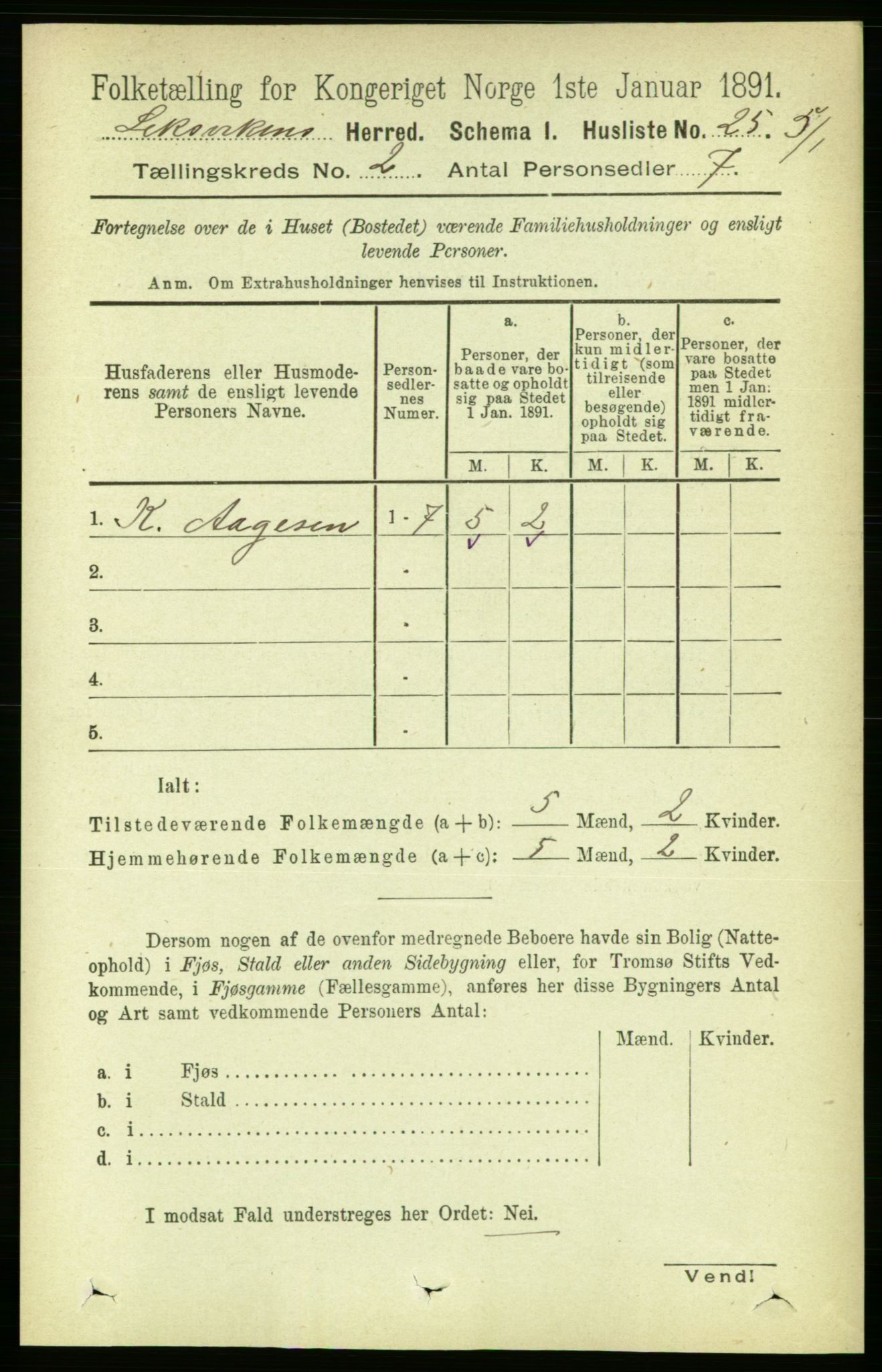 RA, Folketelling 1891 for 1718 Leksvik herred, 1891, s. 621