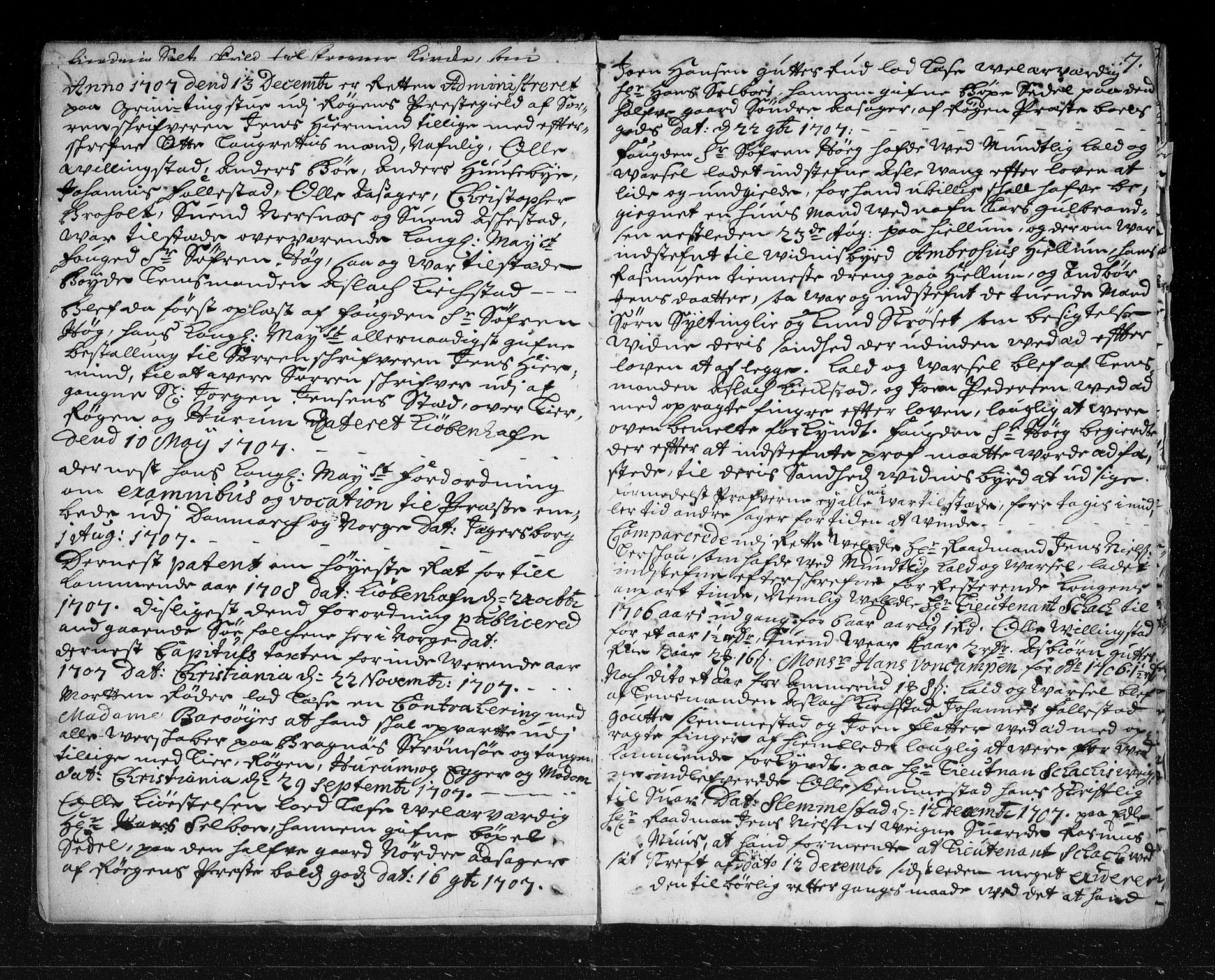 Lier, Røyken og Hurum sorenskriveri, AV/SAKO-A-89/F/Fa/L0042: Tingbok, 1707-1712, s. 7