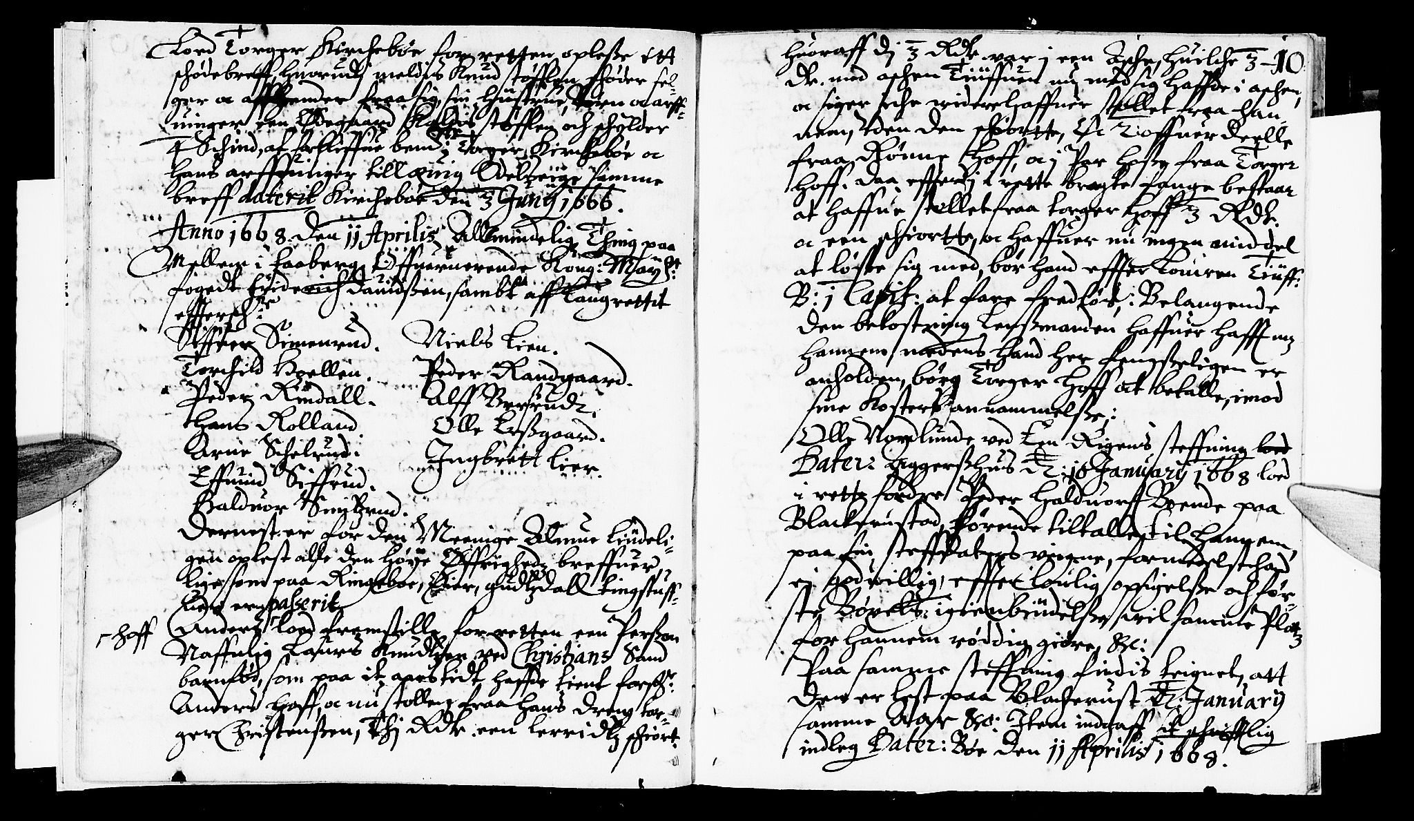 Sorenskriverier i Gudbrandsdalen, AV/SAH-TING-036/G/Gb/Gbb/L0005: Tingbok - Sør-Gudbrandsdal, 1668, s. 9b-10a