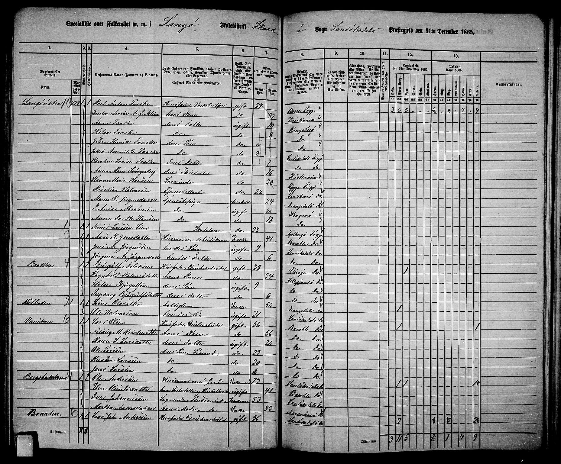 RA, Folketelling 1865 for 0816L Kragerø prestegjeld, Sannidal sokn og Skåtøy sokn, 1865, s. 167