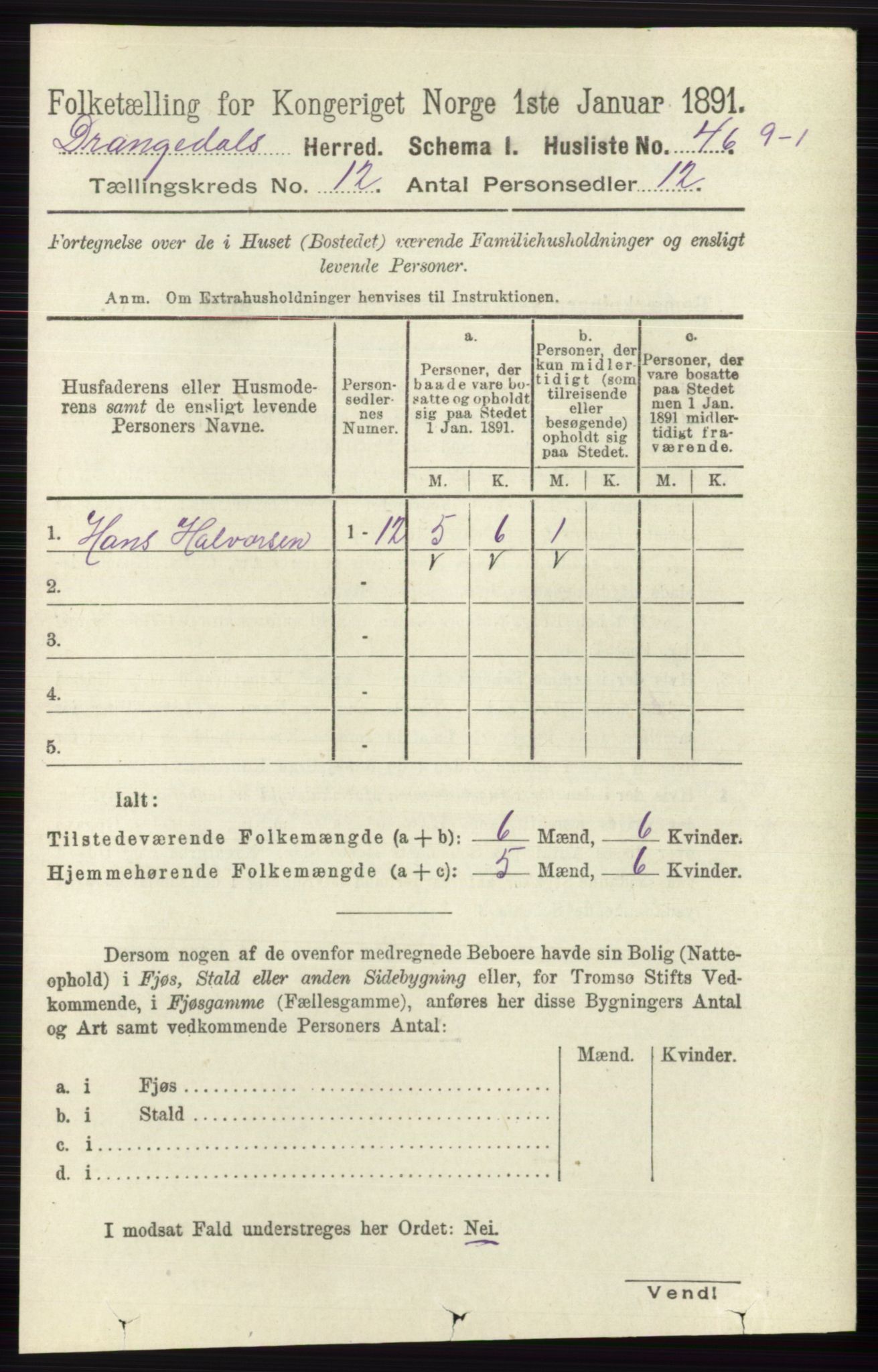 RA, Folketelling 1891 for 0817 Drangedal herred, 1891, s. 4356