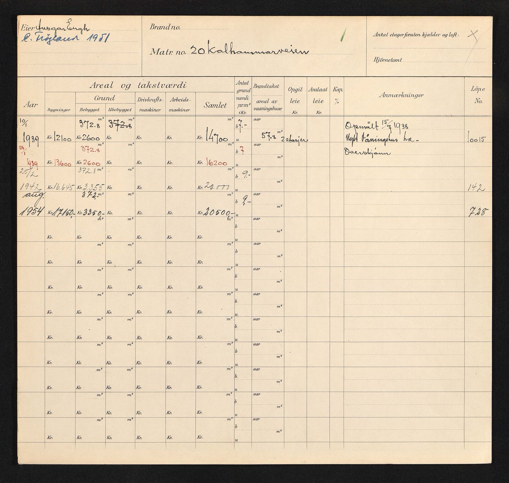 Stavanger kommune. Skattetakstvesenet, BYST/A-0440/F/Fa/Faa/L0022/0007: Skattetakstkort / Kalhammarveien 18 - 45