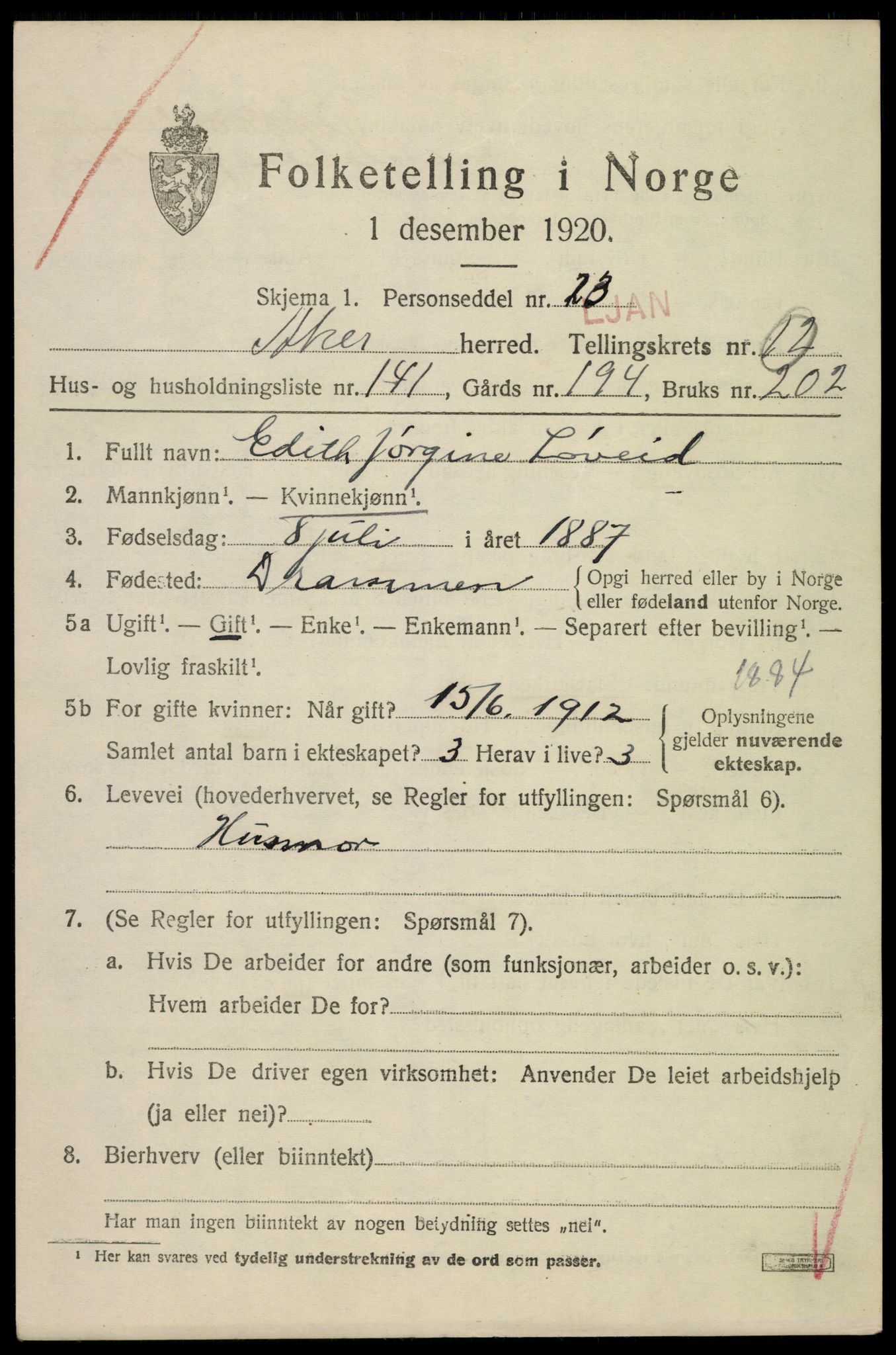 SAO, Folketelling 1920 for 0218 Aker herred, 1920, s. 76748