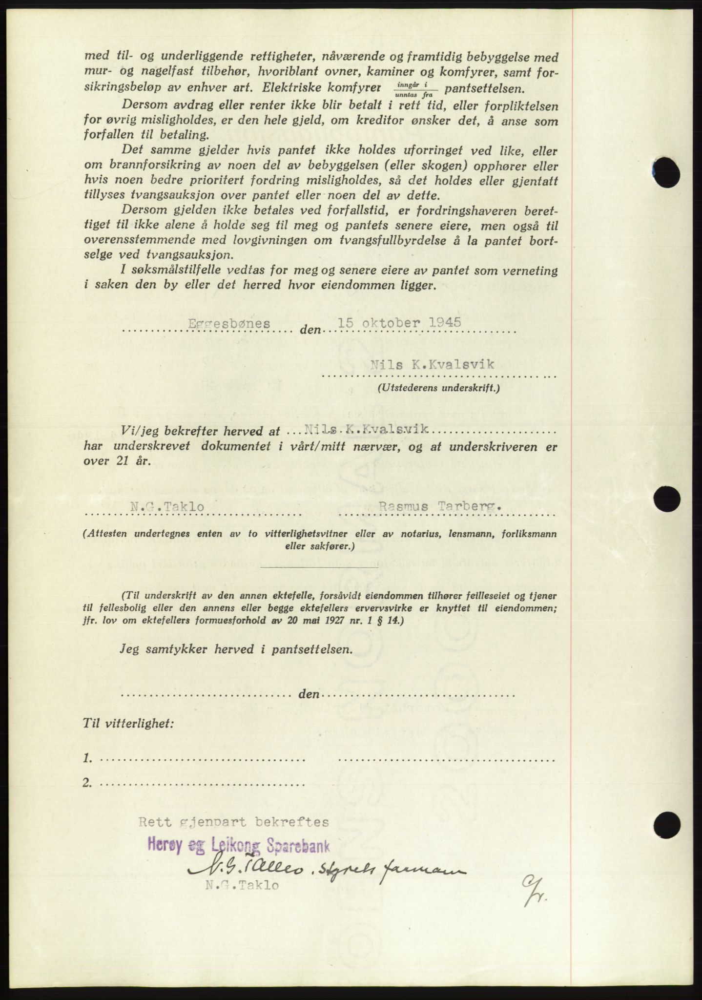 Søre Sunnmøre sorenskriveri, AV/SAT-A-4122/1/2/2C/L0114: Pantebok nr. 1-2B, 1943-1947, Dagboknr: 672/1945