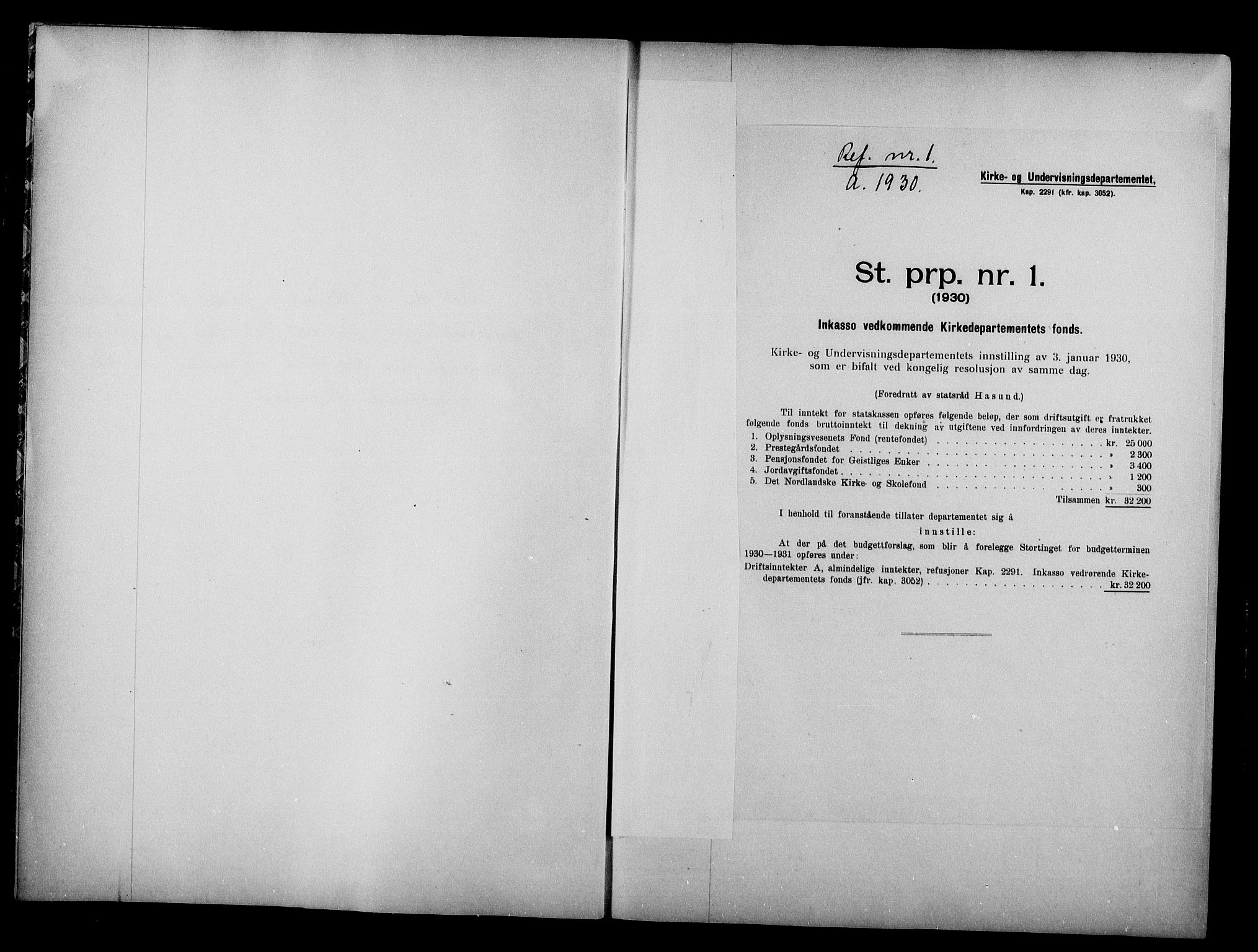 Kirke- og undervisningsdepartementet, Kontoret  for kirke og geistlighet A, AV/RA-S-1007/A/Aa/L0349: Referatprotokoll m/register. Ref.nr. 1-170, 1930