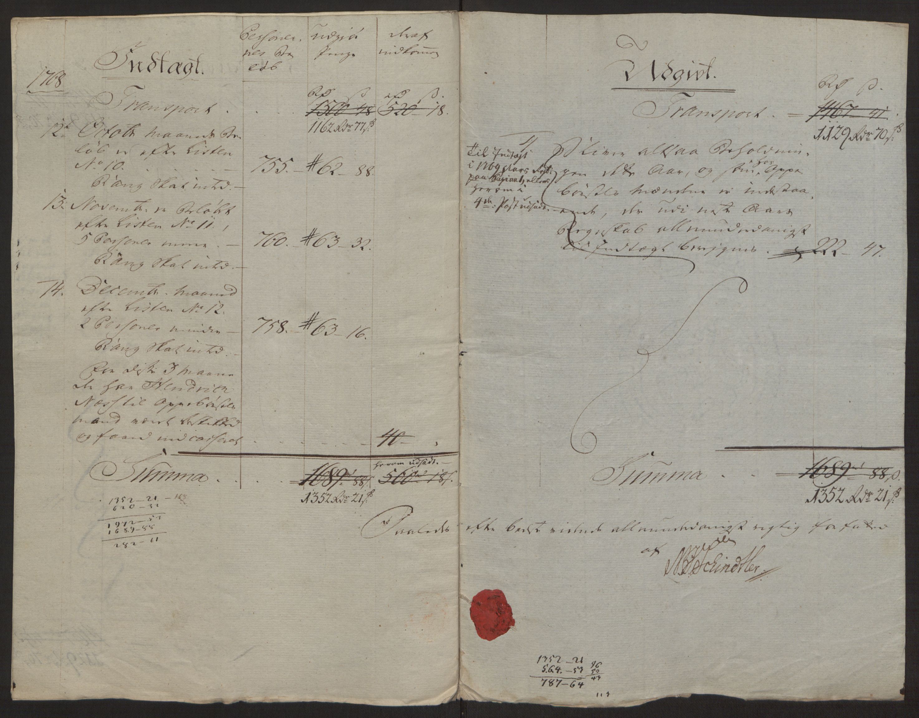 Rentekammeret inntil 1814, Reviderte regnskaper, Byregnskaper, AV/RA-EA-4066/R/Rh/L0162/0001: [H4] Kontribusjonsregnskap / Ekstraskatt, Tønsberg, 1762-1772, s. 340