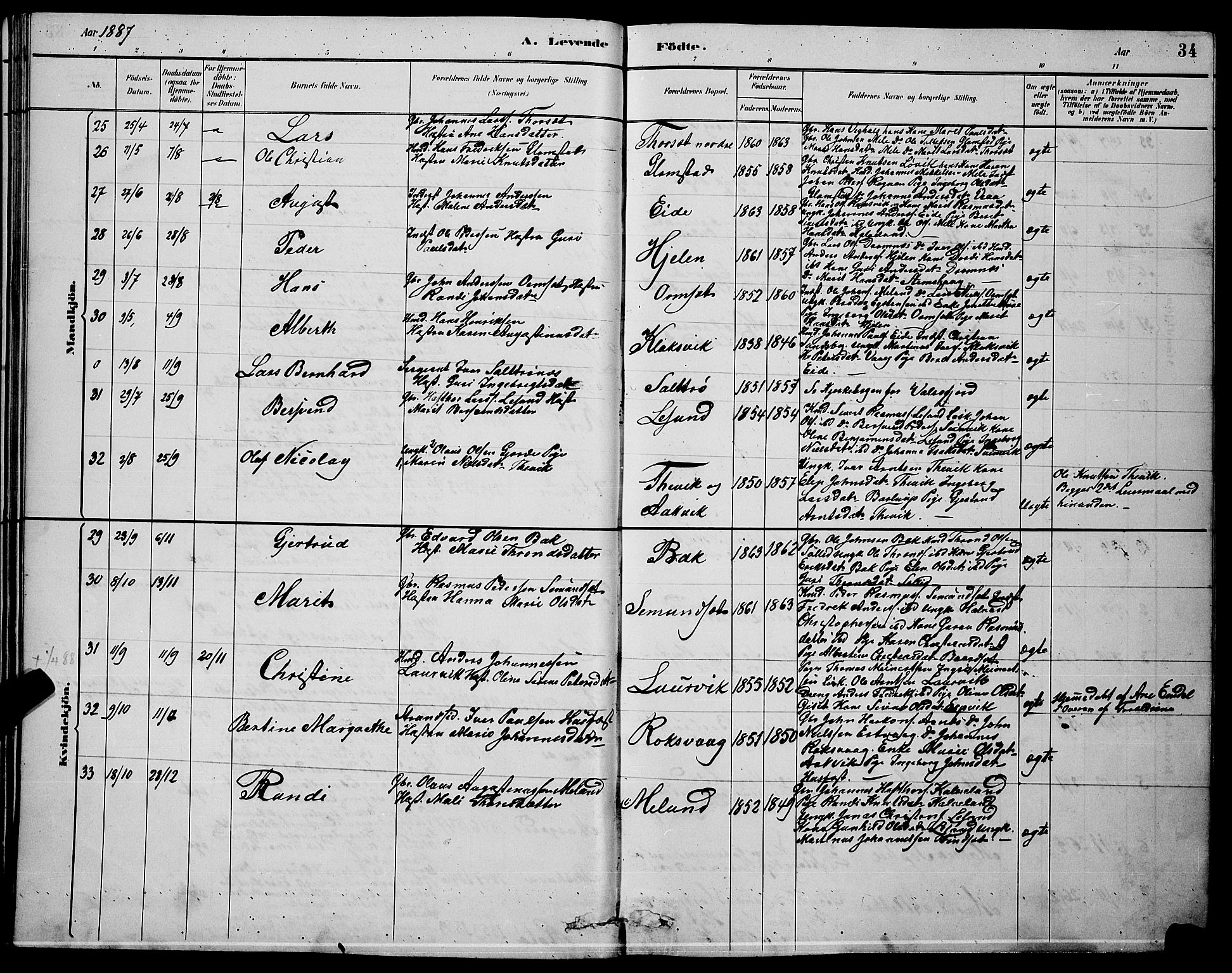 Ministerialprotokoller, klokkerbøker og fødselsregistre - Møre og Romsdal, AV/SAT-A-1454/578/L0909: Klokkerbok nr. 578C02, 1882-1900, s. 34