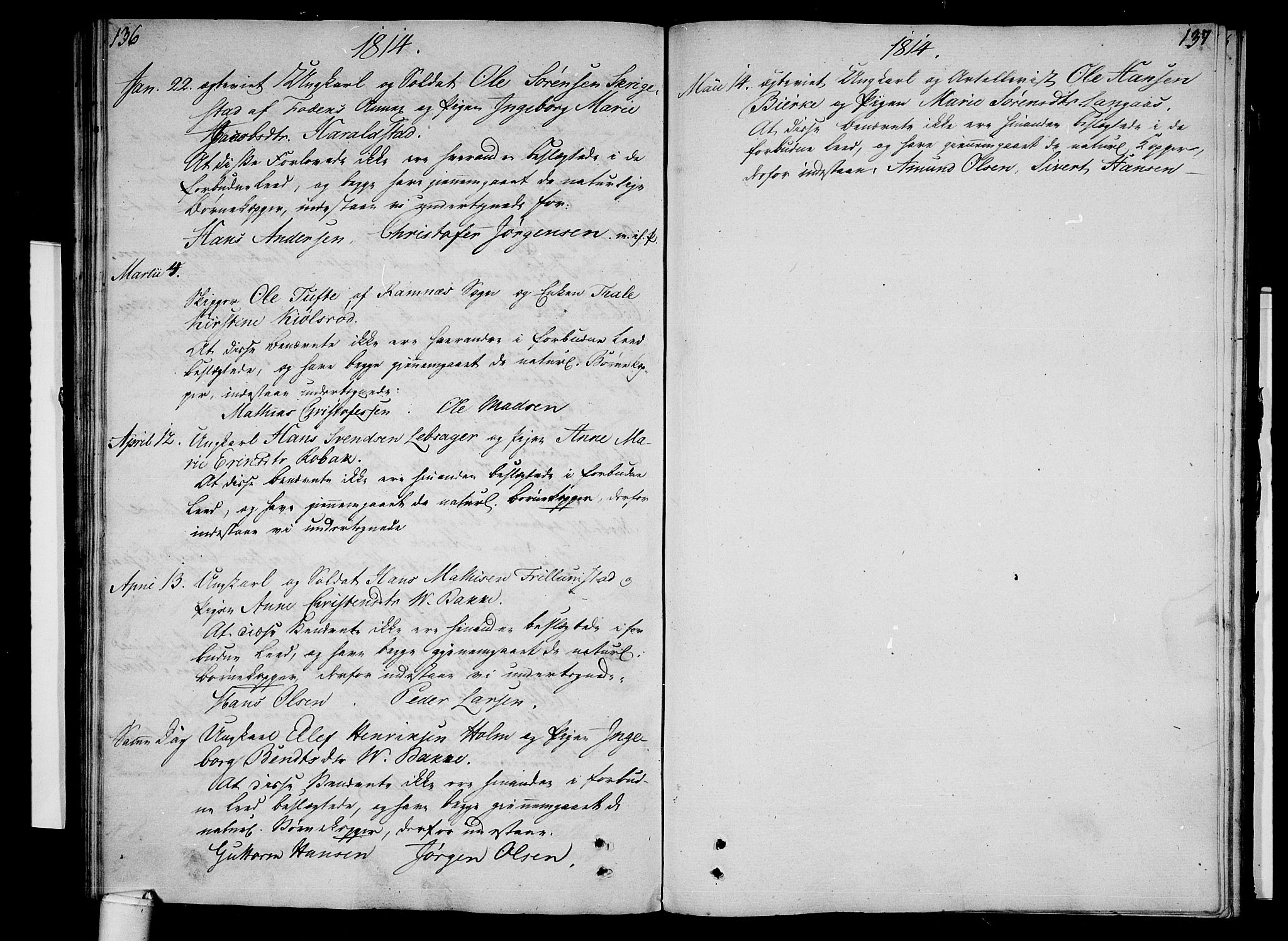 Våle kirkebøker, AV/SAKO-A-334/F/Fa/L0006: Ministerialbok nr. I 6, 1808-1814, s. 136-137