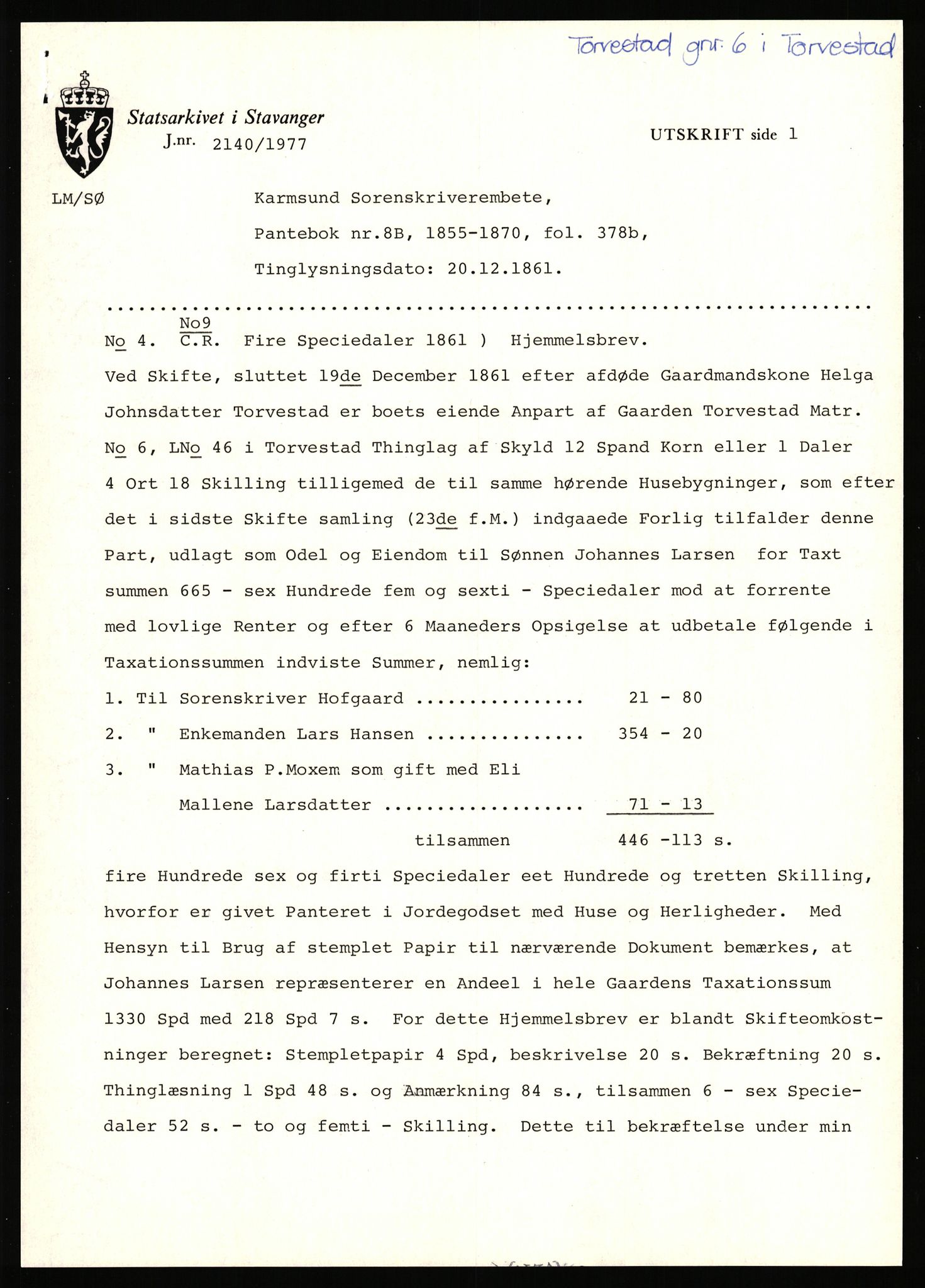 Statsarkivet i Stavanger, AV/SAST-A-101971/03/Y/Yj/L0088: Avskrifter sortert etter gårdsnavn: Todneim - Tuestad, 1750-1930, s. 399