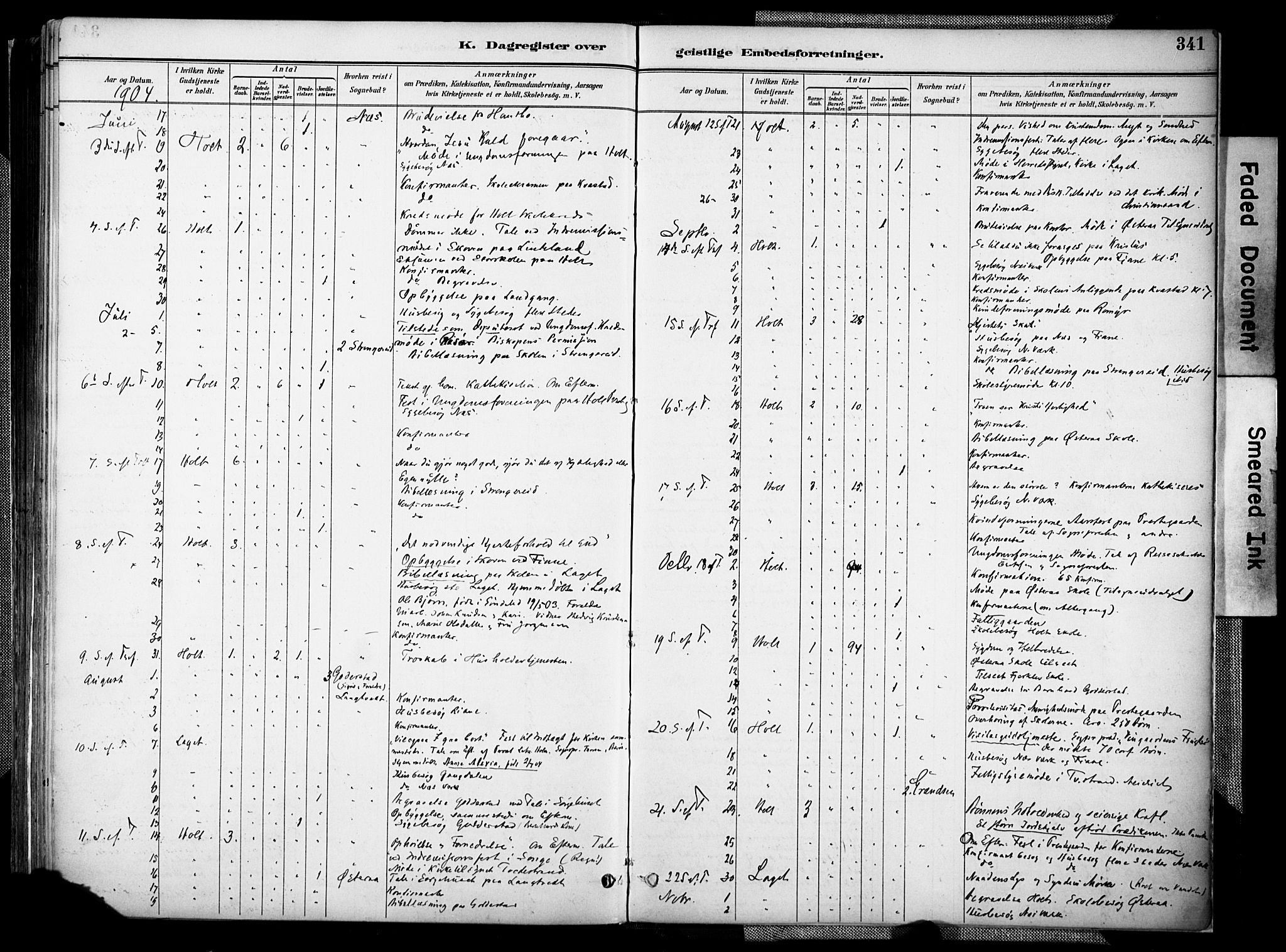 Holt sokneprestkontor, AV/SAK-1111-0021/F/Fa/L0012: Ministerialbok nr. A 12, 1885-1907, s. 341