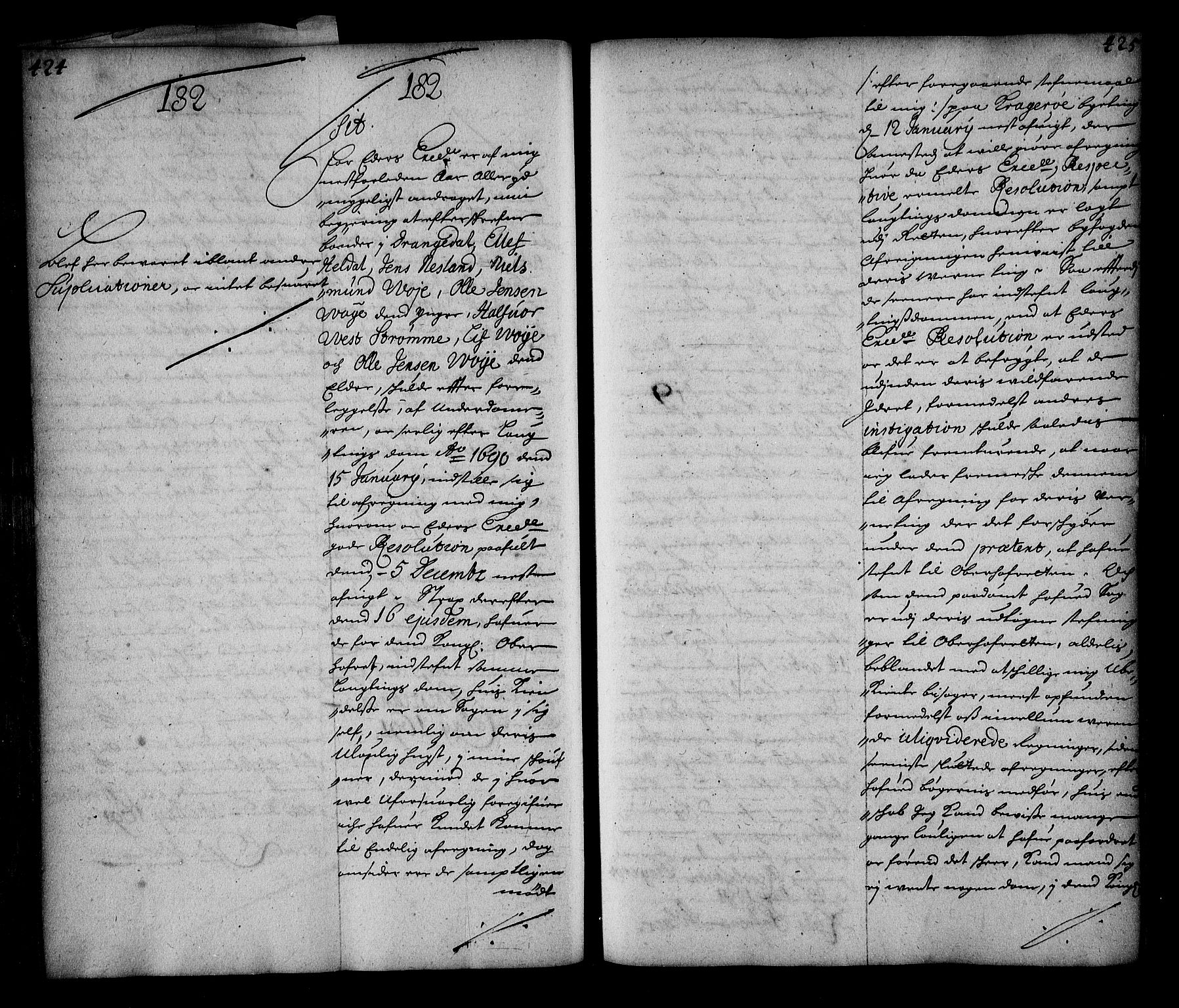 Stattholderembetet 1572-1771, AV/RA-EA-2870/Ae/L0008: Supplikasjons- og resolusjonsprotokoll, 1691, s. 424-425