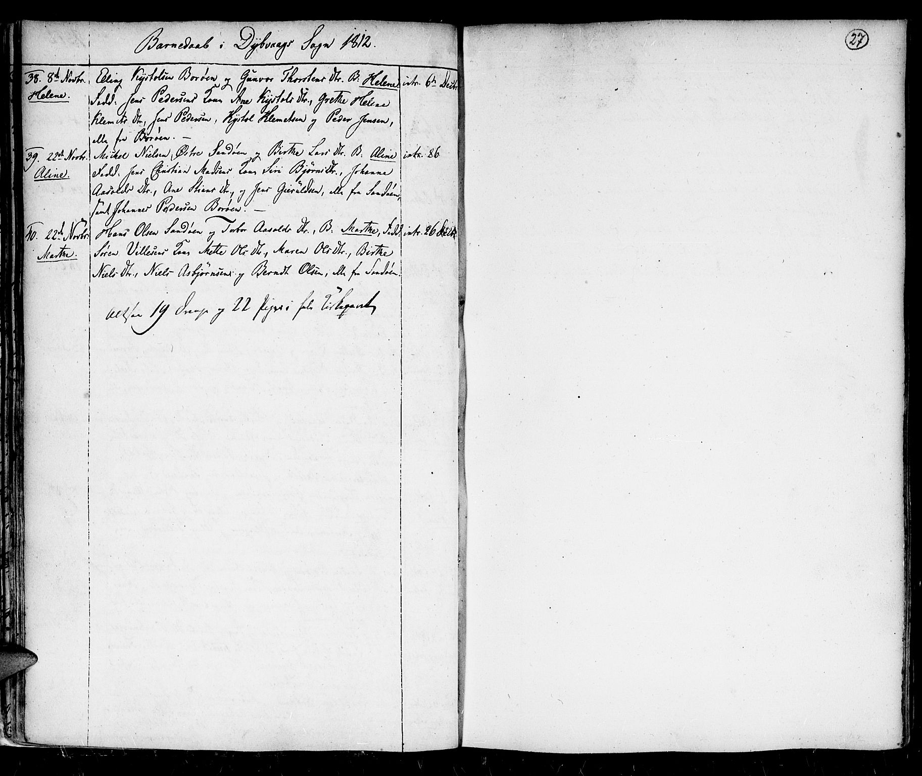 Holt sokneprestkontor, AV/SAK-1111-0021/F/Fa/L0001: Ministerialbok nr. A 1 /3, 1721-1812, s. 27