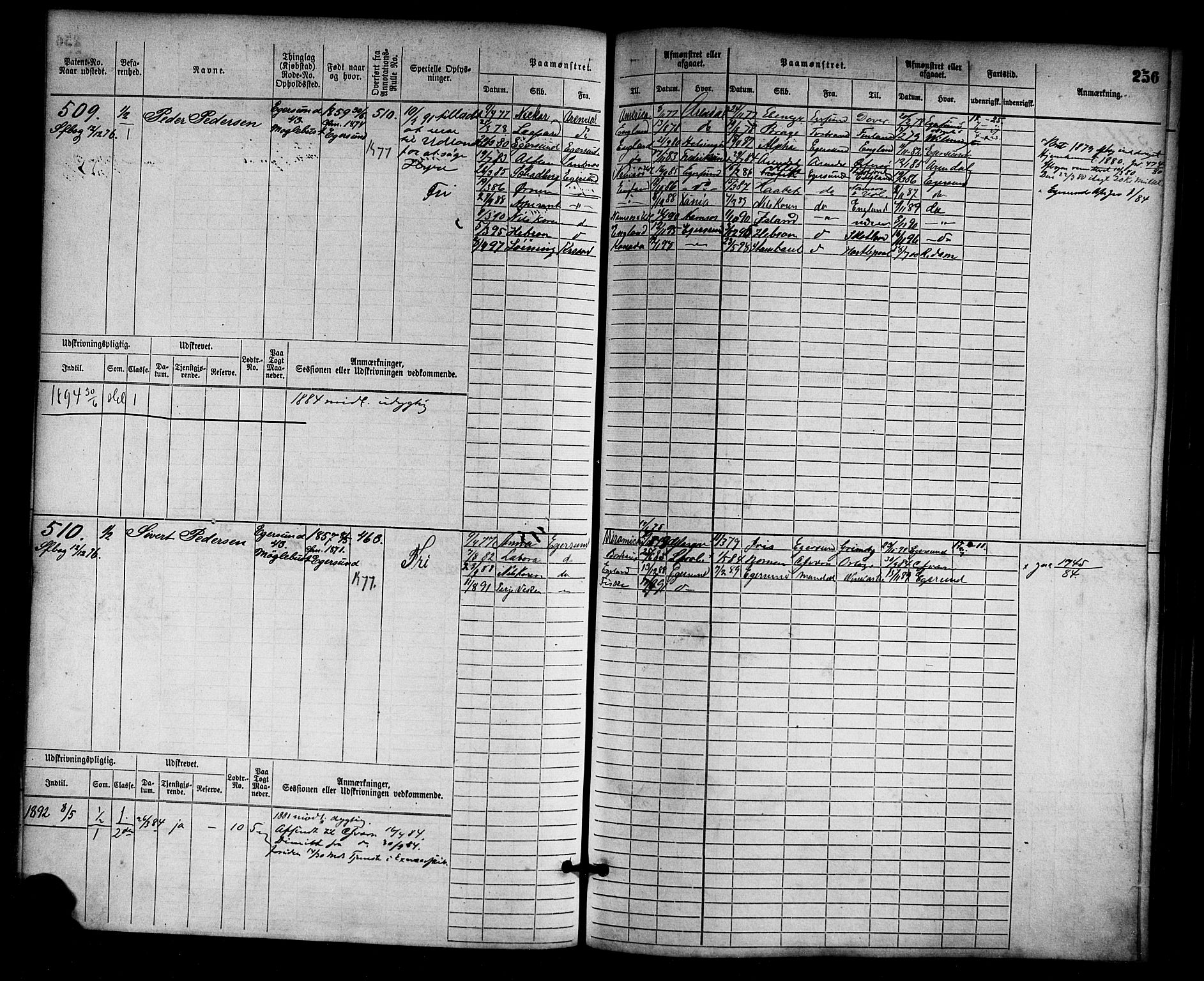 Egersund mønstringskrets, AV/SAK-2031-0019/F/Fb/L0001: Hovedrulle nr 1-666, O-3, 1868-1920, s. 264