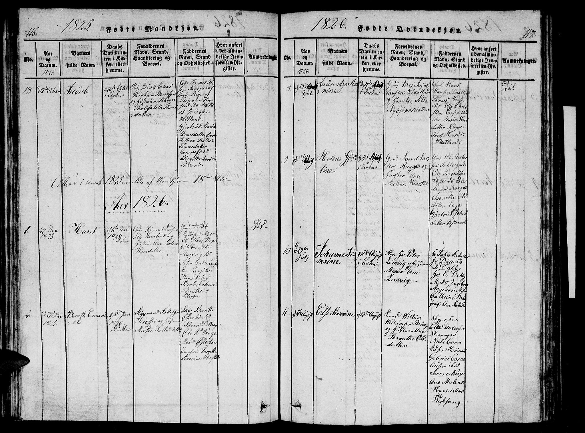 Flekkefjord sokneprestkontor, AV/SAK-1111-0012/F/Fb/Fbb/L0001: Klokkerbok nr. B 1, 1815-1830, s. 116-117