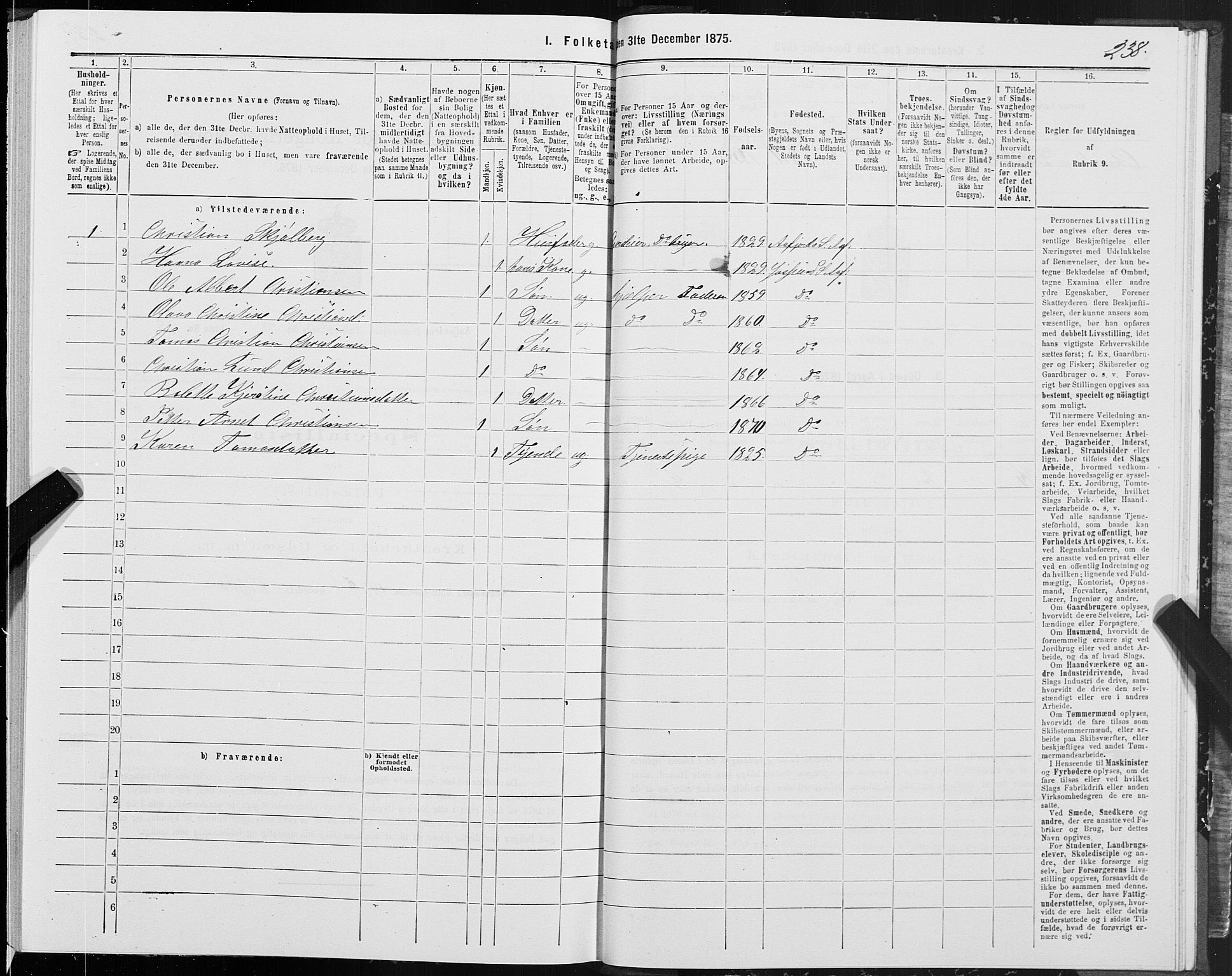 SAT, Folketelling 1875 for 1630P Aafjorden prestegjeld, 1875, s. 3238