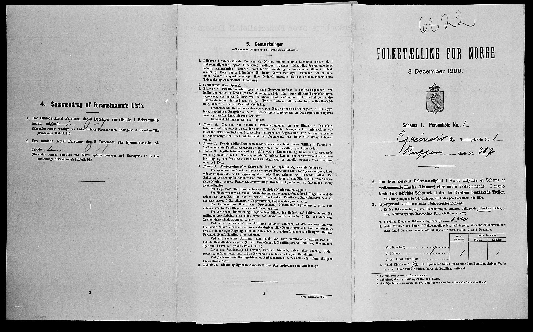 SAK, Folketelling 1900 for 0904 Grimstad kjøpstad, 1900, s. 340