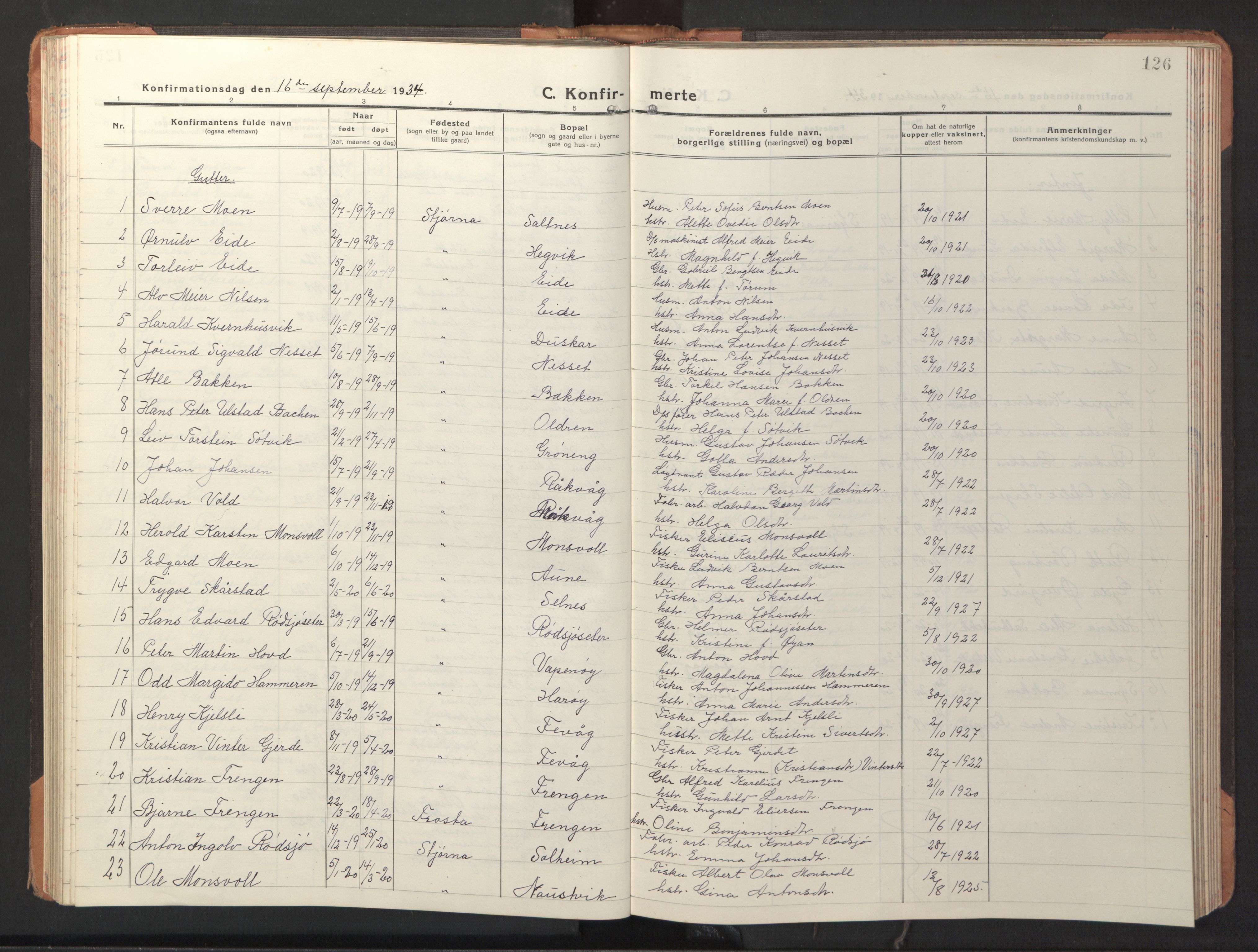 Ministerialprotokoller, klokkerbøker og fødselsregistre - Sør-Trøndelag, AV/SAT-A-1456/653/L0658: Klokkerbok nr. 653C02, 1919-1947, s. 126