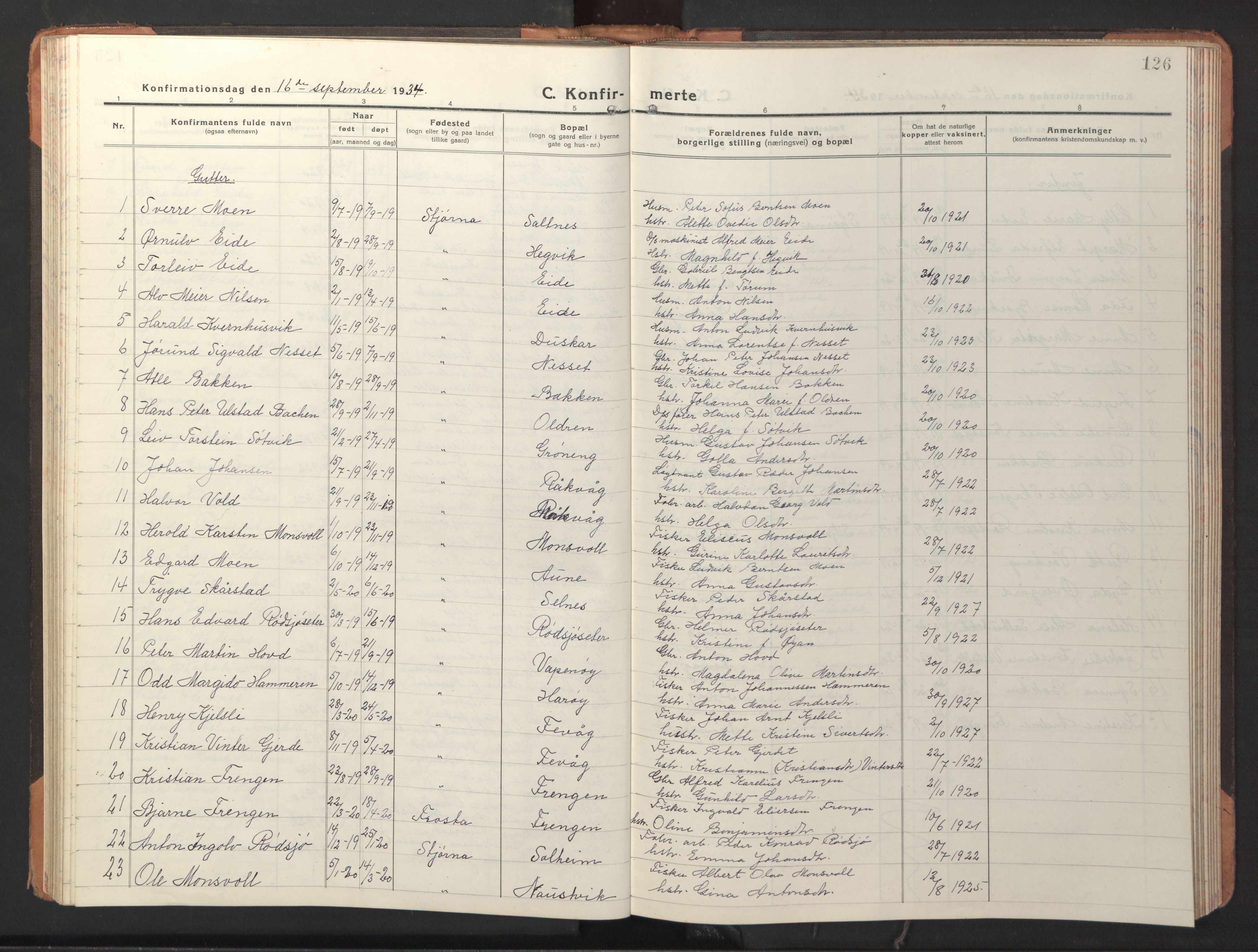 Ministerialprotokoller, klokkerbøker og fødselsregistre - Sør-Trøndelag, SAT/A-1456/653/L0658: Klokkerbok nr. 653C02, 1919-1947, s. 126