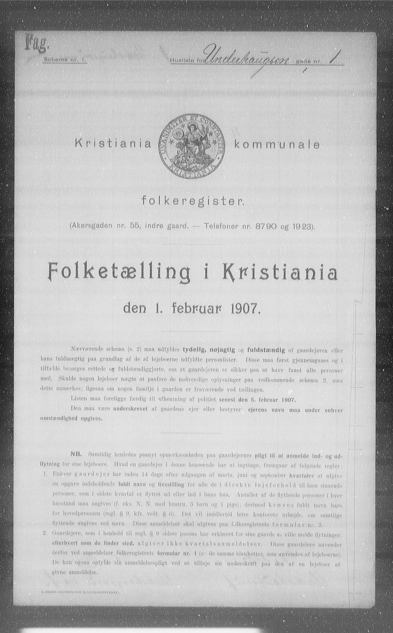 OBA, Kommunal folketelling 1.2.1907 for Kristiania kjøpstad, 1907, s. 60909