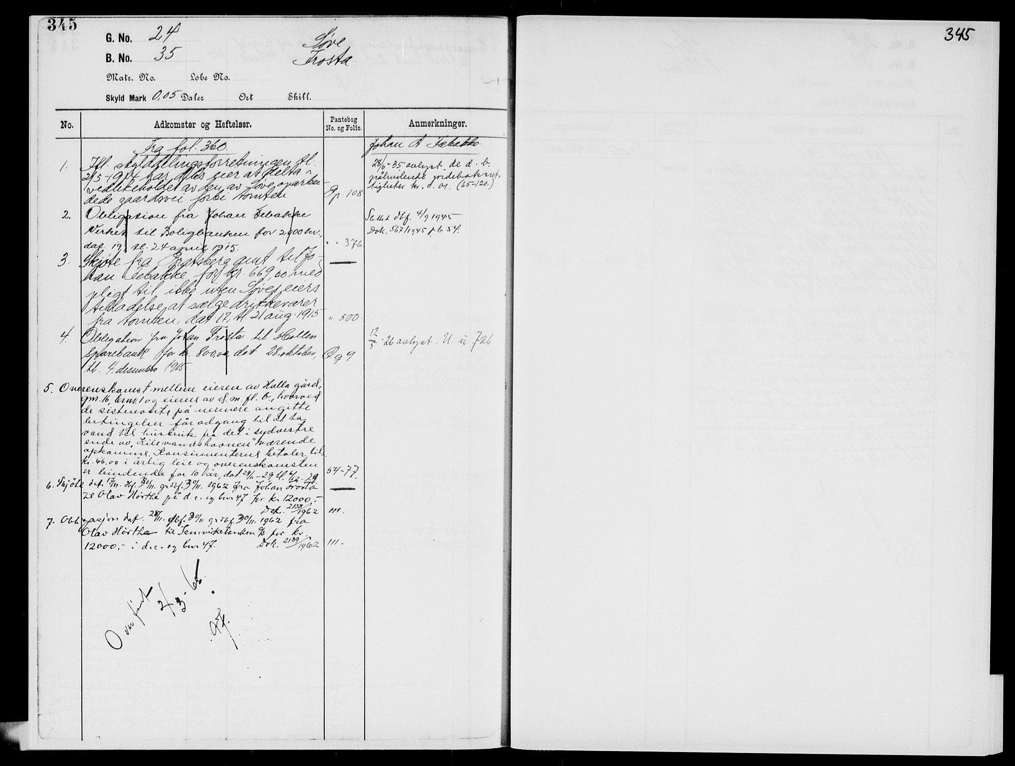 Nedre Telemark sorenskriveri, SAKO/A-135/G/Gb/Gbg/L0002: Panteregister nr. VII 2, s. 345