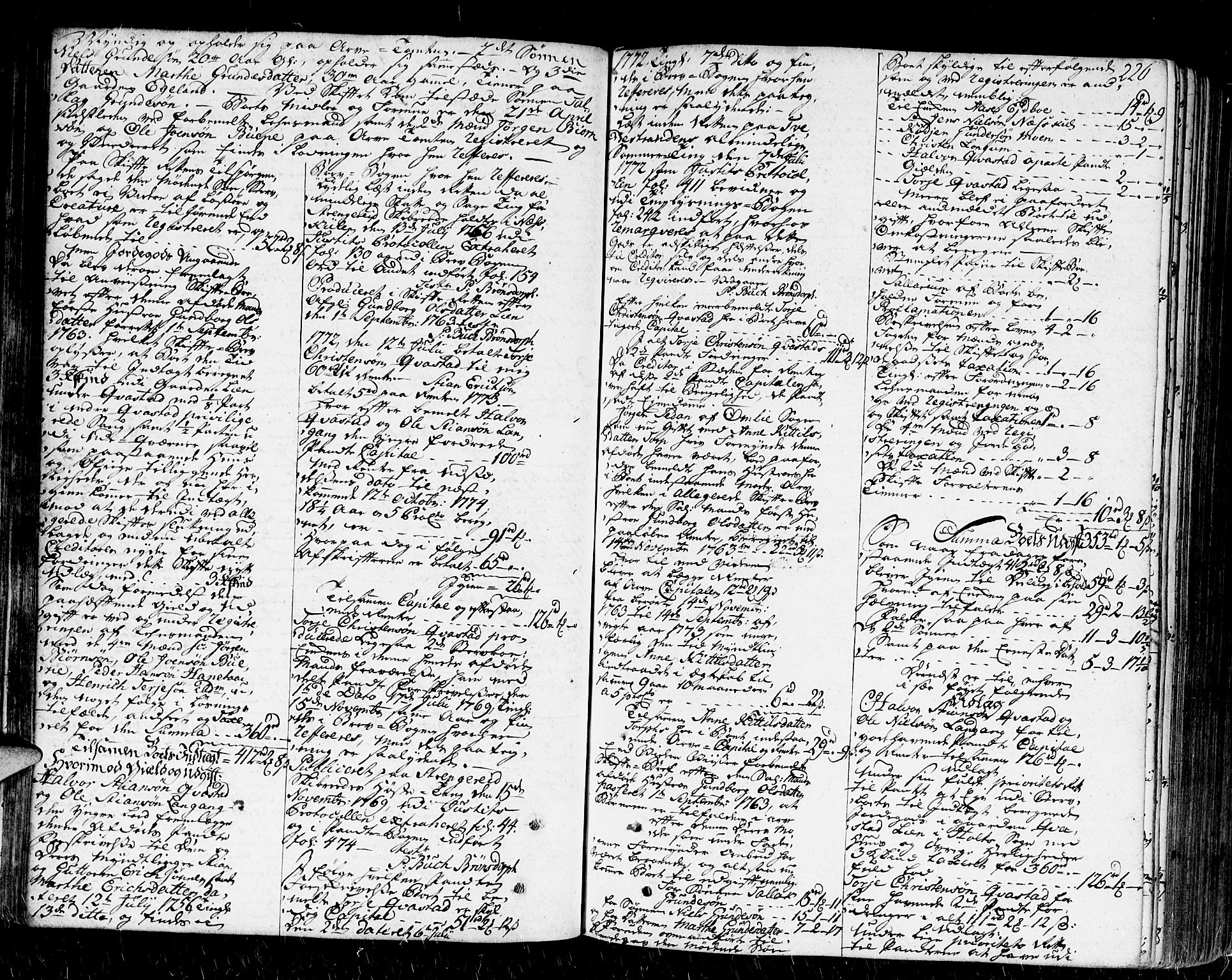 Nedenes sorenskriveri før 1824, SAK/1221-0007/H/Hc/L0035: Skifteprotokoll med register nr 23a, 1772-1780, s. 225b-226a