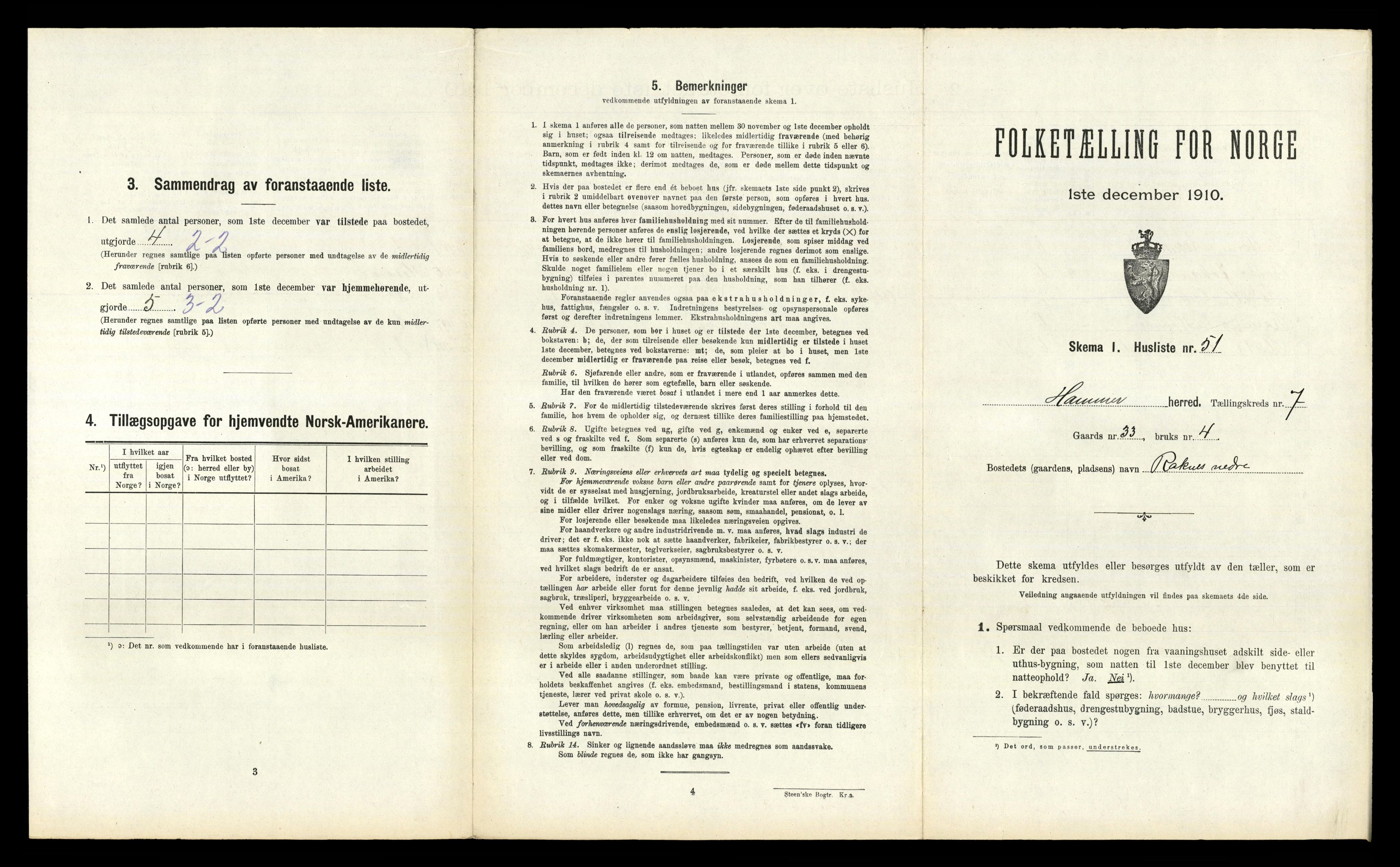 RA, Folketelling 1910 for 1254 Hamre herred, 1910, s. 538