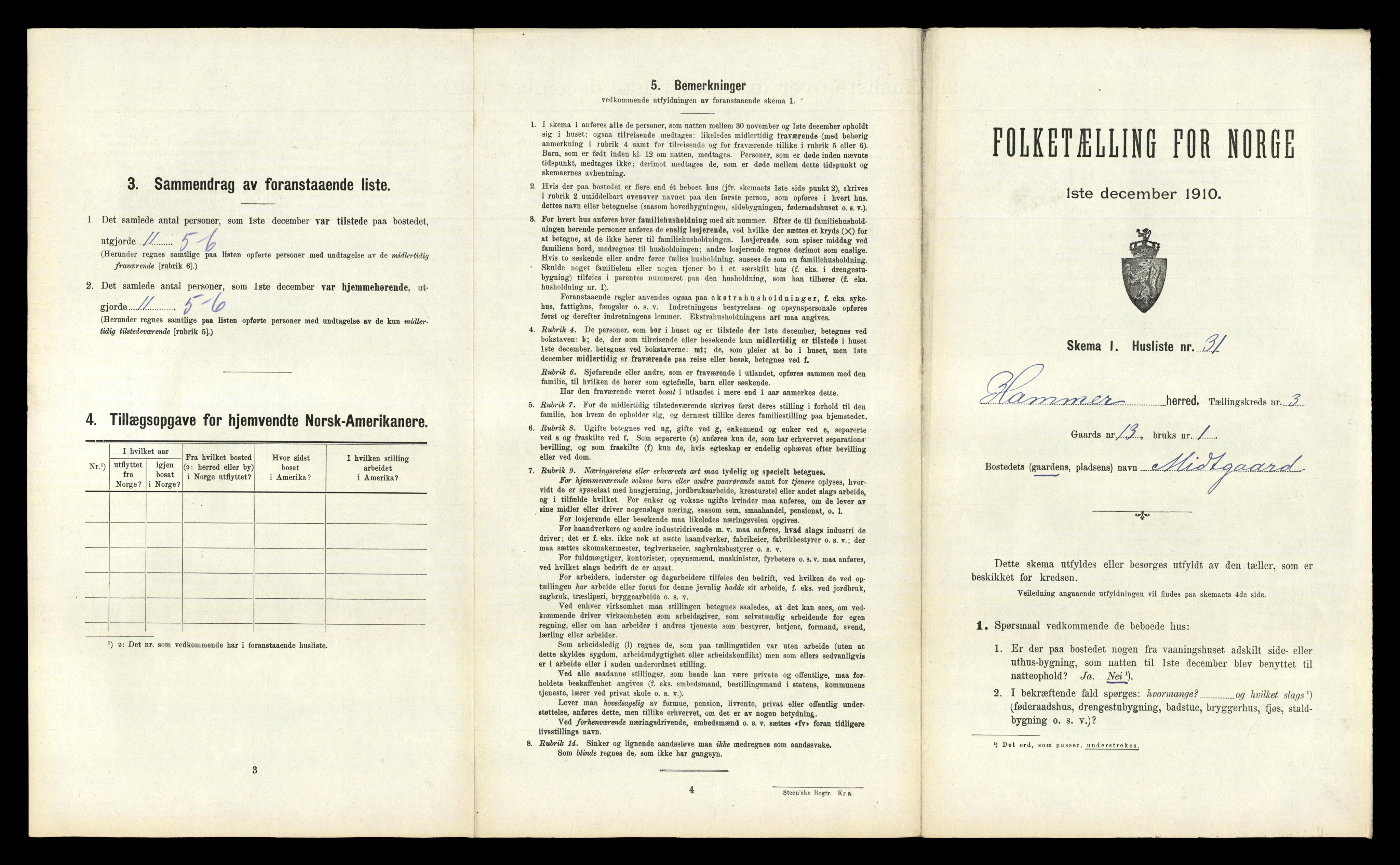 RA, Folketelling 1910 for 1254 Hamre herred, 1910, s. 208