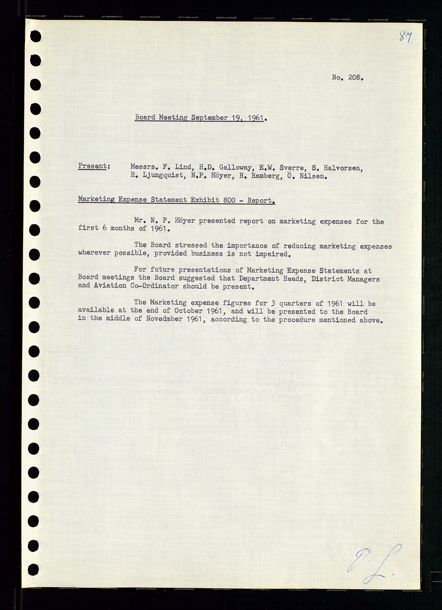 Pa 0982 - Esso Norge A/S, AV/SAST-A-100448/A/Aa/L0001/0002: Den administrerende direksjon Board minutes (styrereferater) / Den administrerende direksjon Board minutes (styrereferater), 1960-1961, s. 136