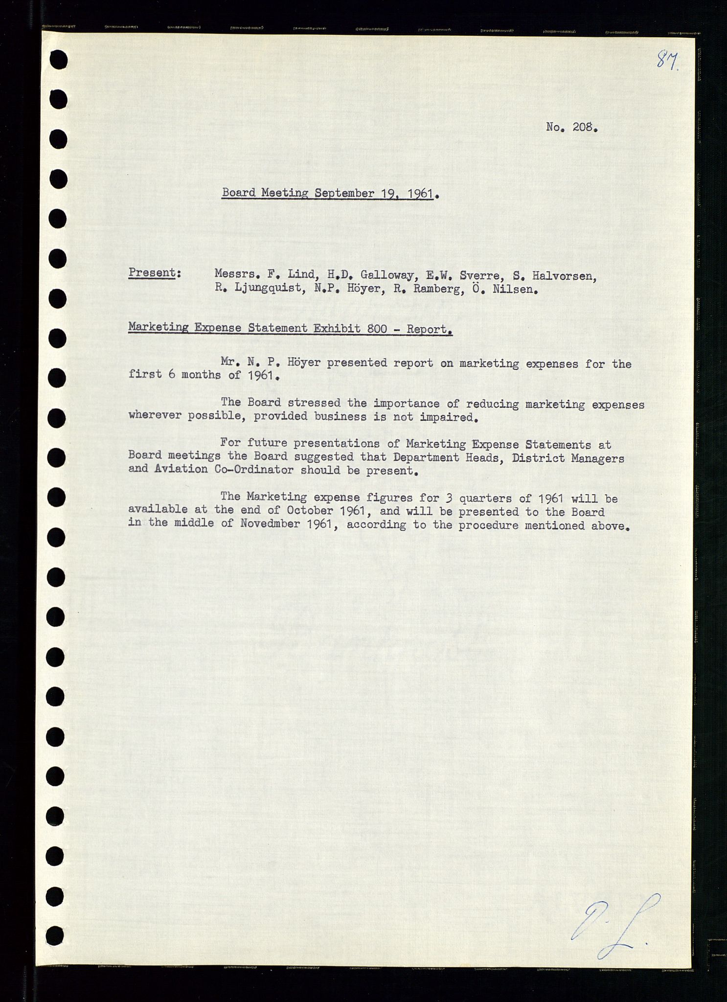 Pa 0982 - Esso Norge A/S, SAST/A-100448/A/Aa/L0001/0002: Den administrerende direksjon Board minutes (styrereferater) / Den administrerende direksjon Board minutes (styrereferater), 1960-1961, s. 136