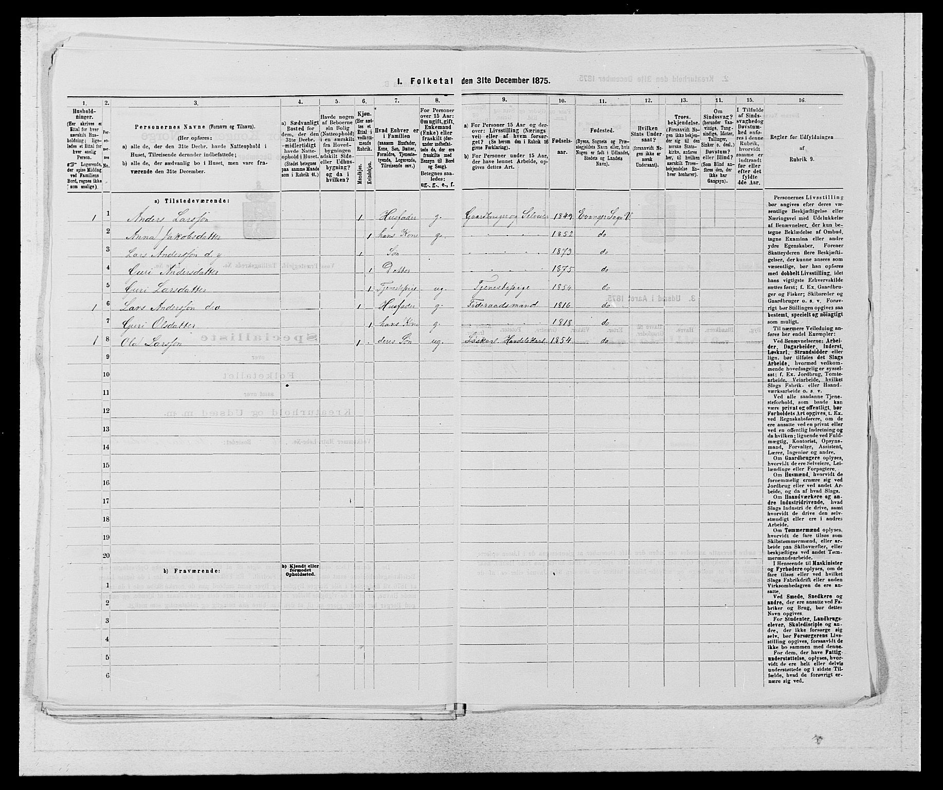 SAB, Folketelling 1875 for 1235P Voss prestegjeld, 1875, s. 1993