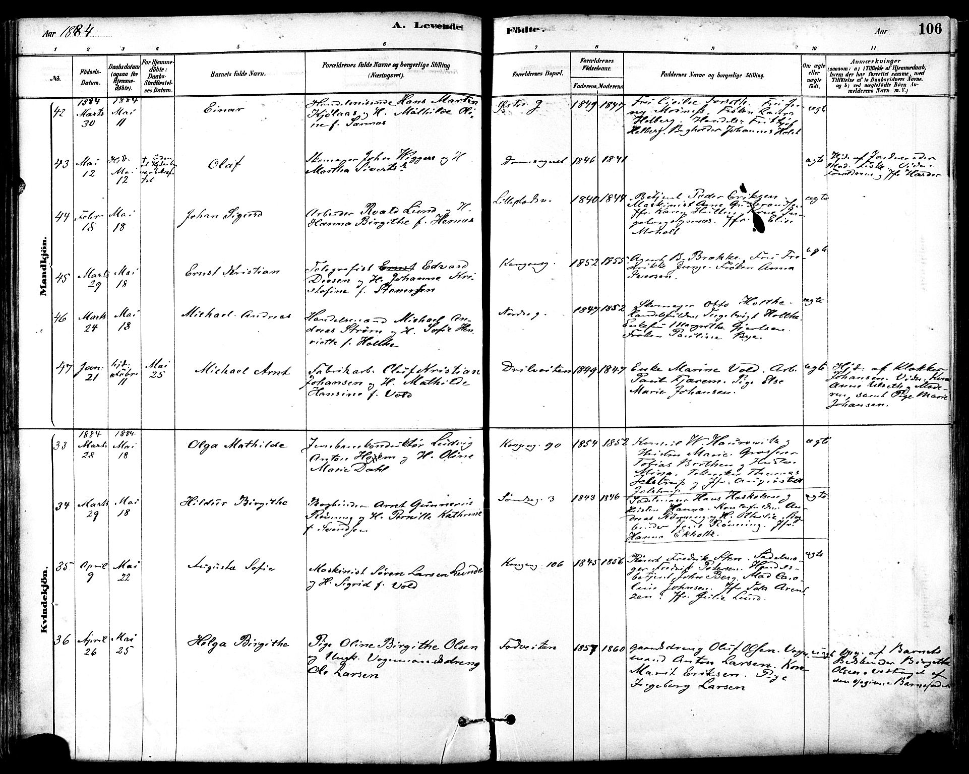 Ministerialprotokoller, klokkerbøker og fødselsregistre - Sør-Trøndelag, SAT/A-1456/601/L0057: Ministerialbok nr. 601A25, 1877-1891, s. 106