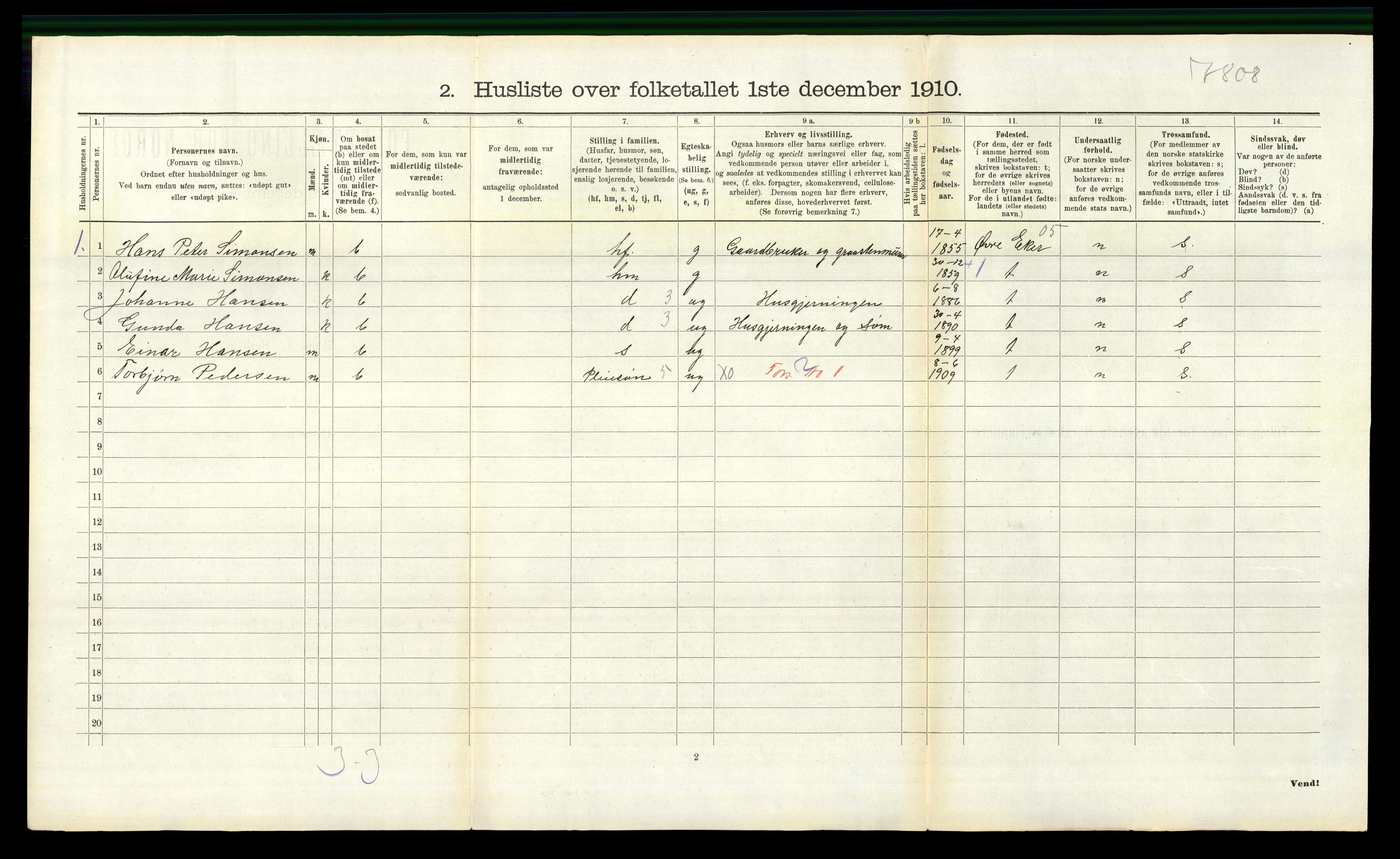 RA, Folketelling 1910 for 0720 Stokke herred, 1910, s. 323