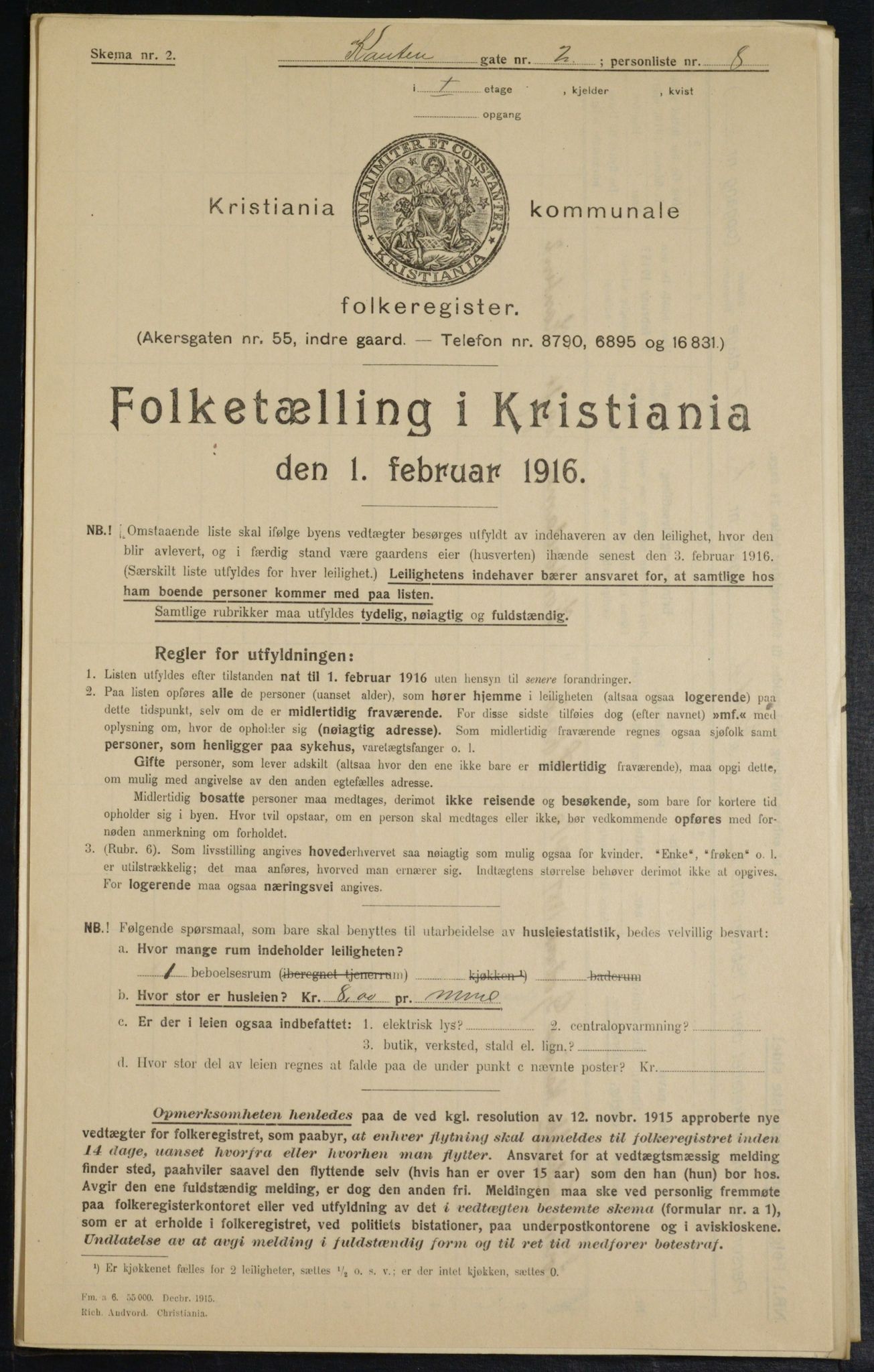 OBA, Kommunal folketelling 1.2.1916 for Kristiania, 1916, s. 49195
