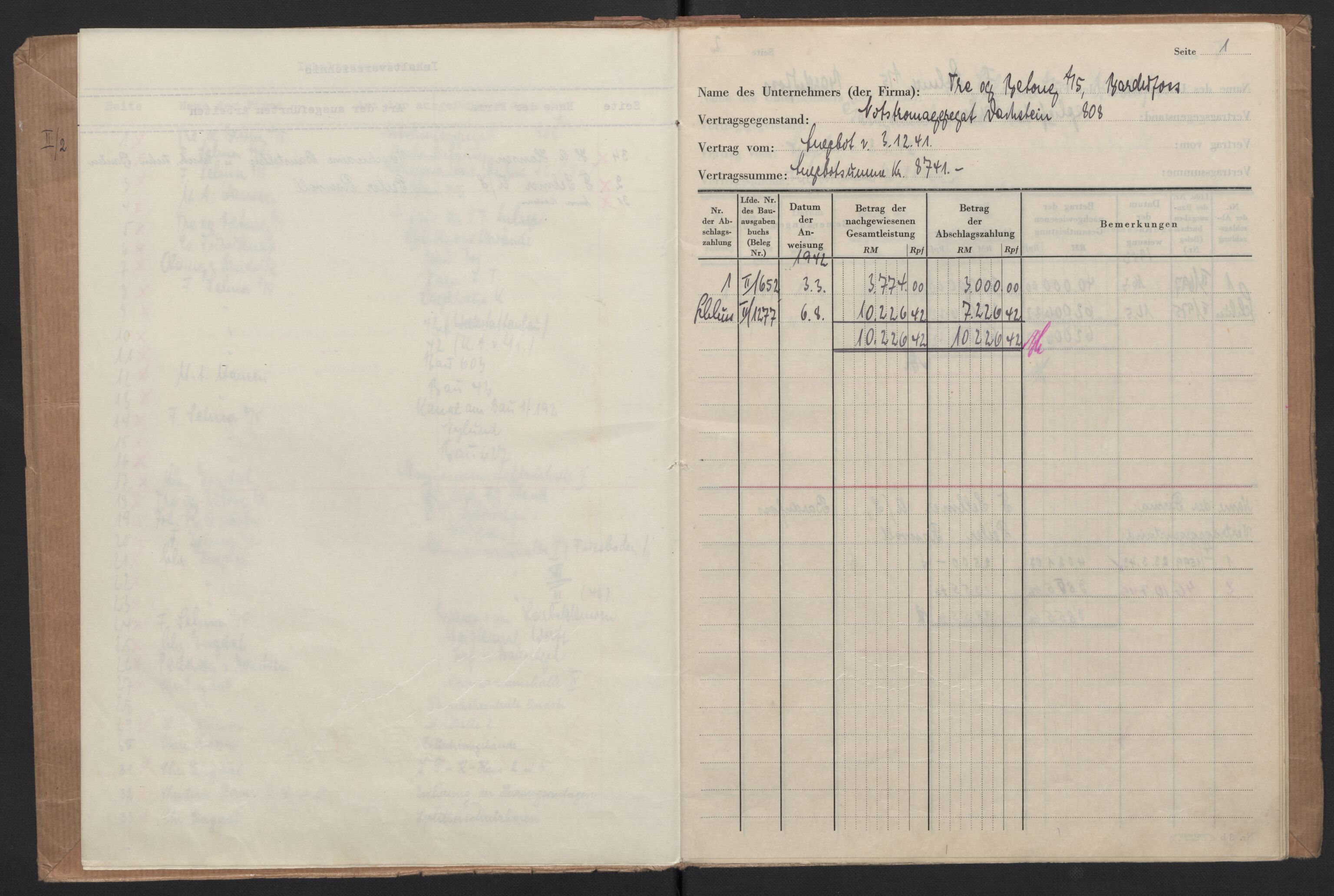 Tyske arkiver, Organisation Todt (OT), Einsatzgruppe Wiking, AV/RA-RAFA-2188/2/F/Fg/Fgb/L0005: Bltg. L.W. Bardufoss: Diverse regnskapsbøker, 1940