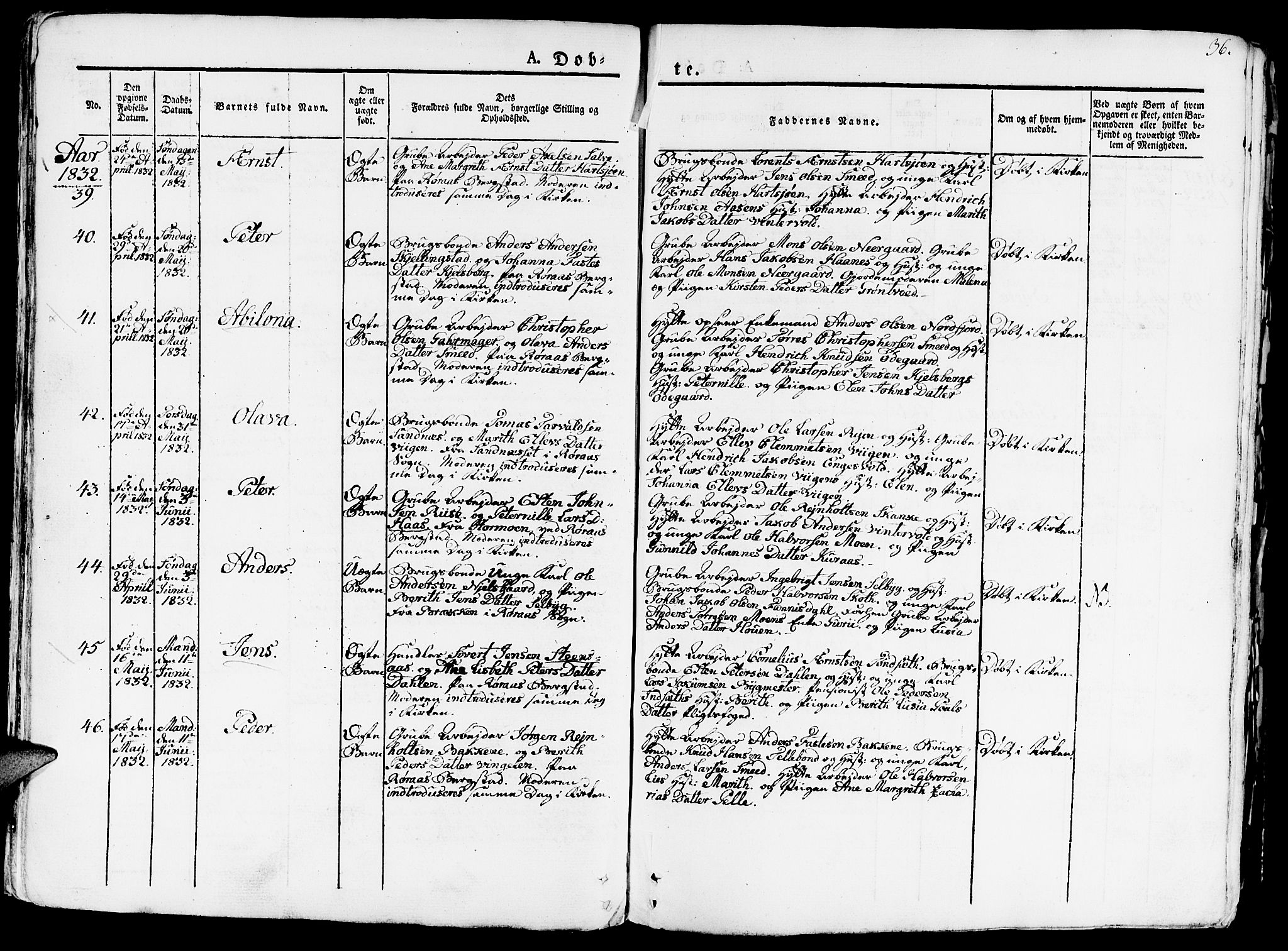 Ministerialprotokoller, klokkerbøker og fødselsregistre - Sør-Trøndelag, AV/SAT-A-1456/681/L0938: Klokkerbok nr. 681C02, 1829-1879, s. 36