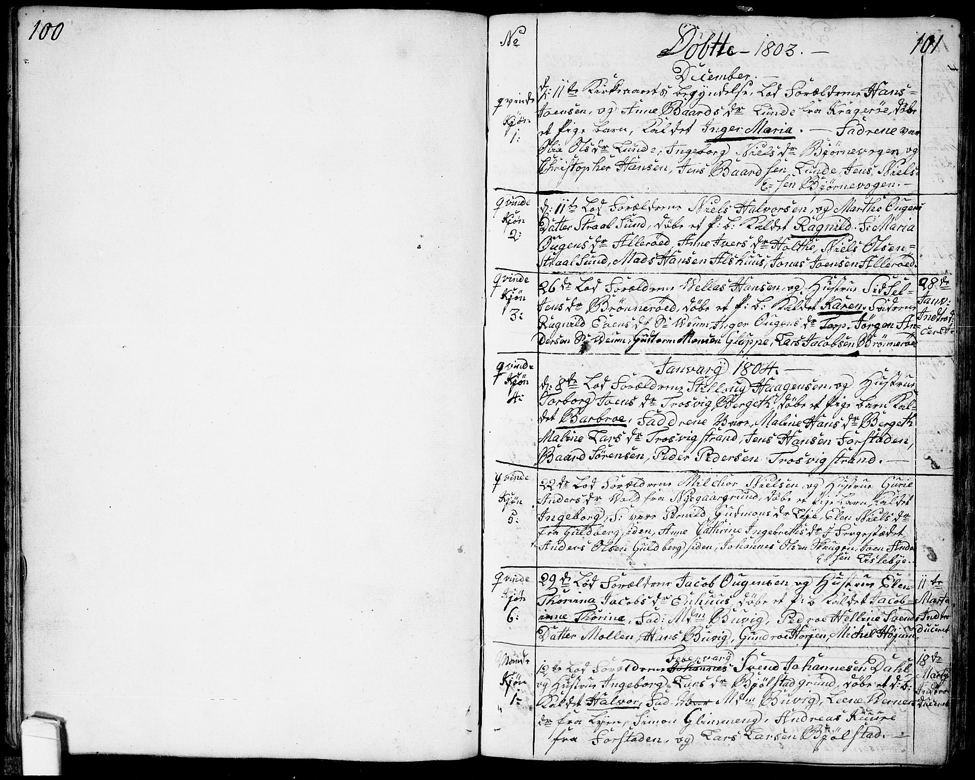 Glemmen prestekontor Kirkebøker, SAO/A-10908/F/Fa/L0003: Ministerialbok nr. 3, 1803-1815, s. 100-101